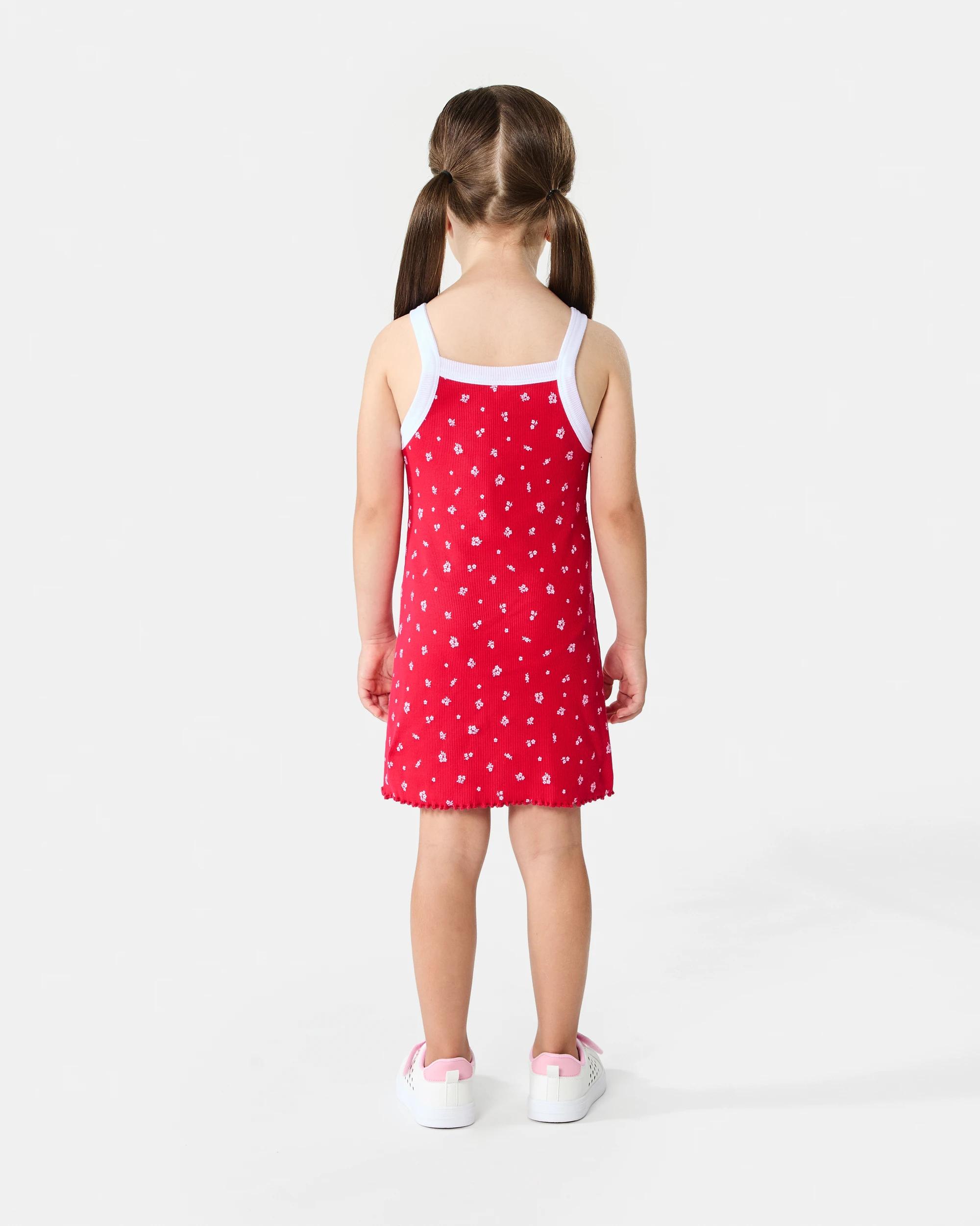 7 Sleeveless Ribbed Dress Red Floral, 7 of 7