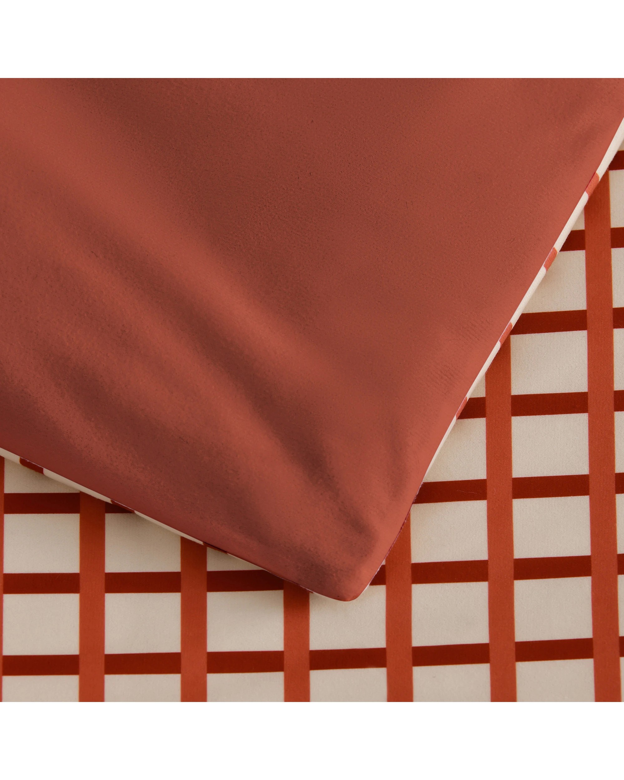 5 Dreamaker Micro Flannel Reversible Grid Quilt Cover Set - King Single Bed - Sienna, 5 of 9