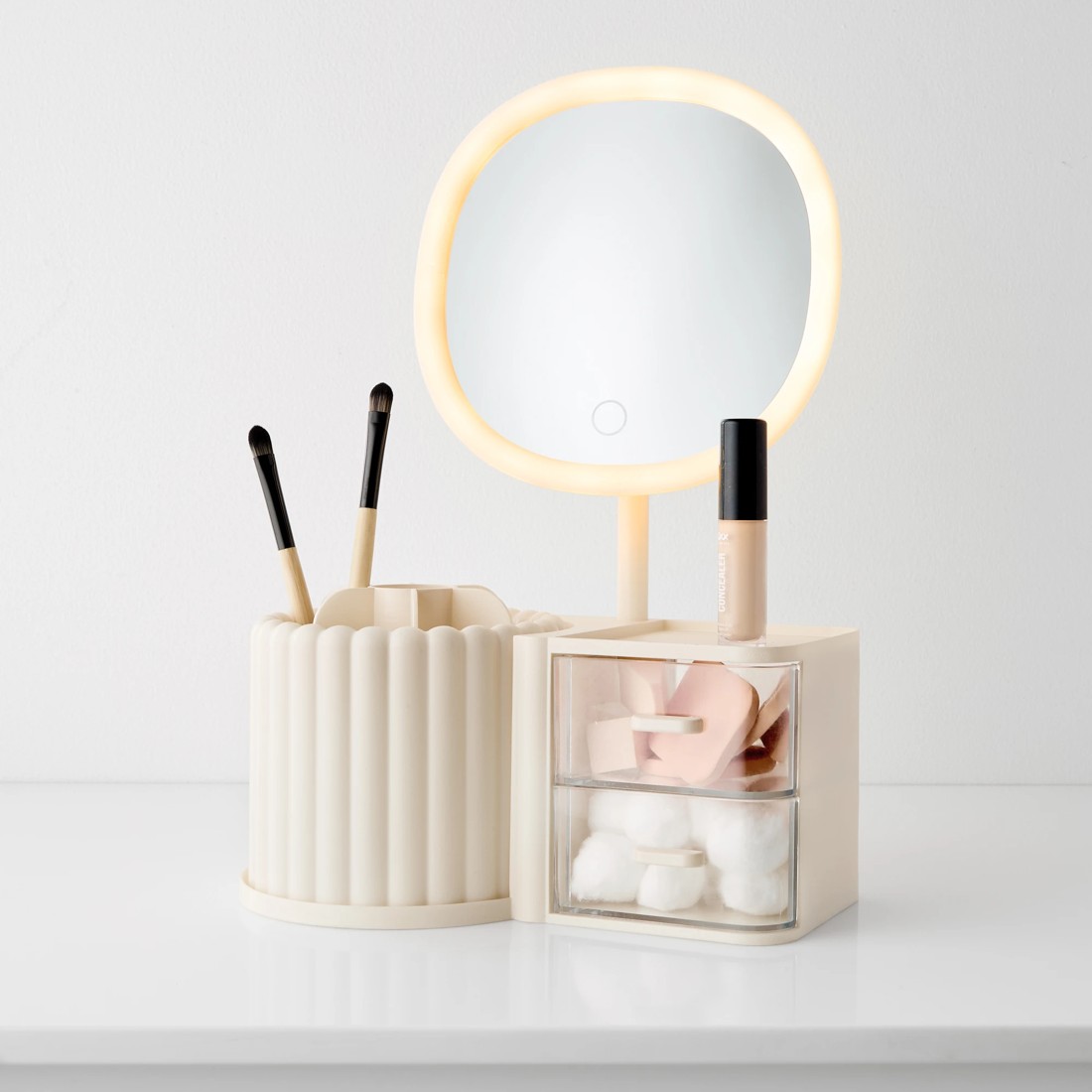 2 Cosmetic Organiser with Mirror - White, 2 of 10