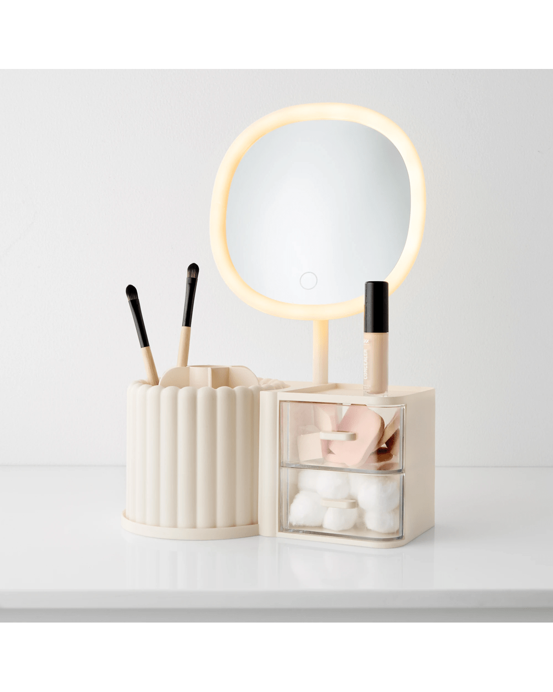 2 Cosmetic Organiser with Mirror - White, 2 of 10