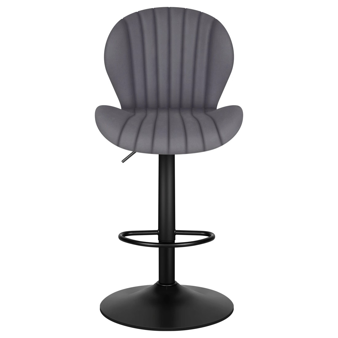 6 Alfordson 2x Bar Stools Gas Lift Air Leather Bar Chairs Kitchen Swivel - Grey, 6 of 9