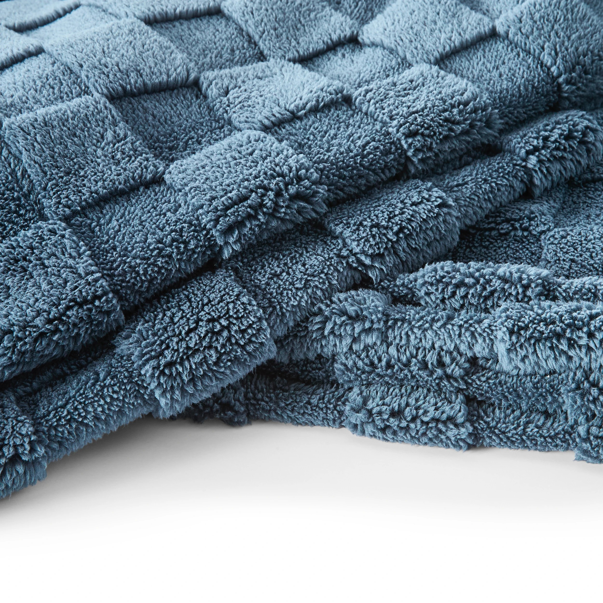 6 Check Jacquard Blanket - Queen/King Bed, Navy, 6 of 6