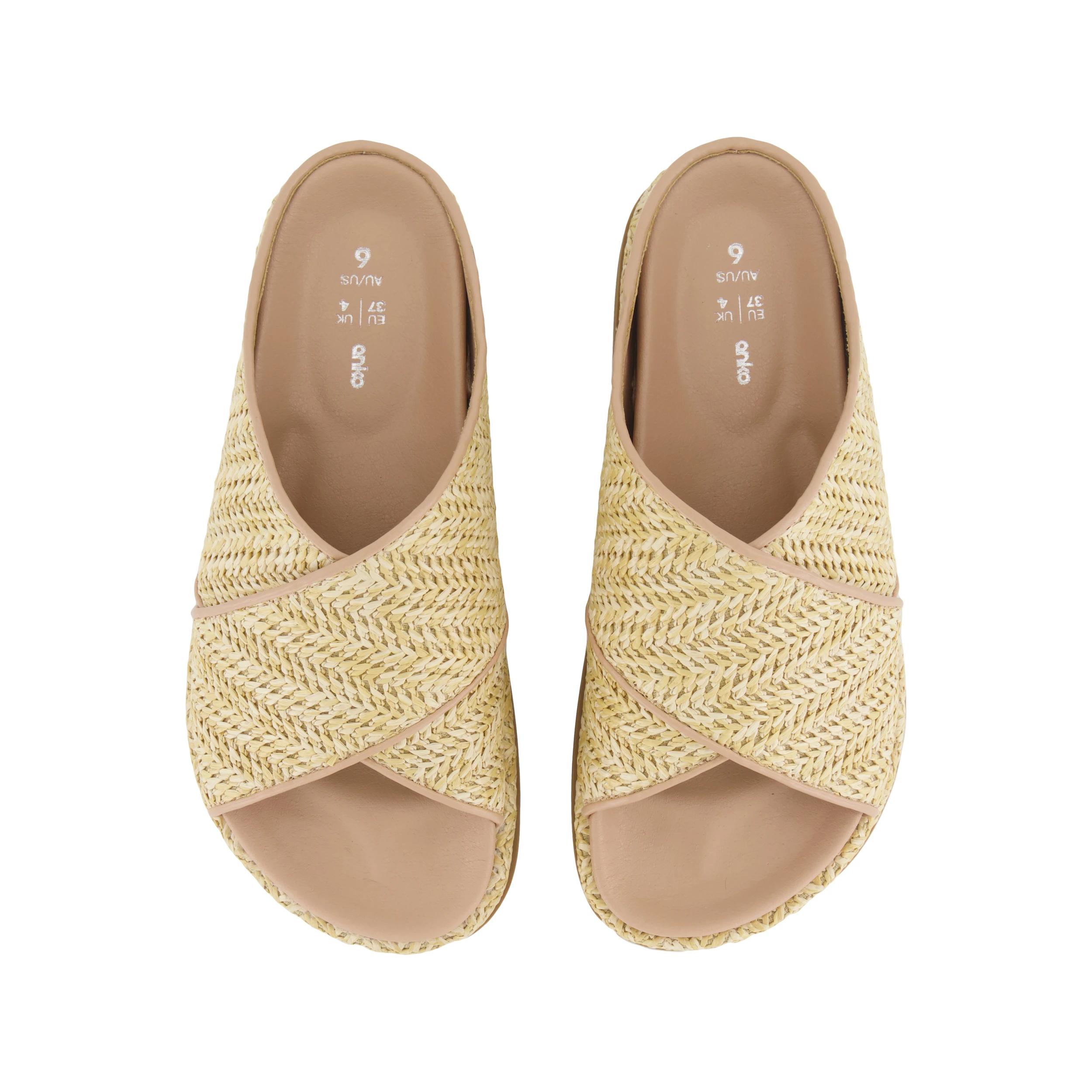 3 Raffia Crossover Platform Slides Natural, 3 of 3
