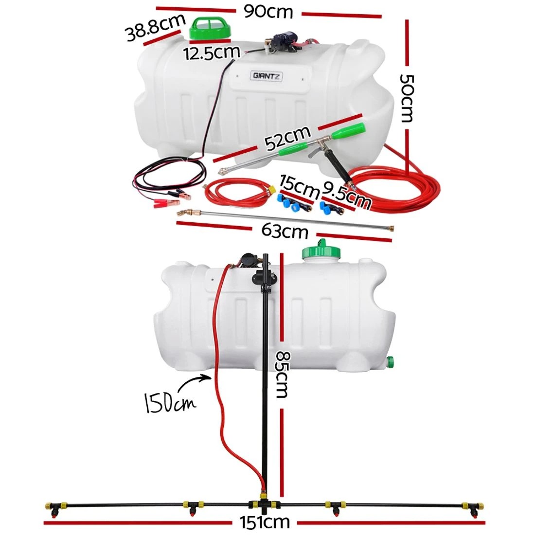 2 Giantz Weed Sprayer 100L 1.5M Boom Garden Spray - White, 2 of 9