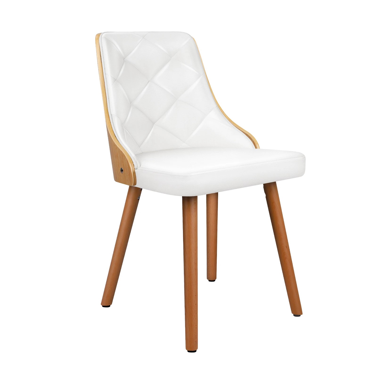 4 Alfordson 4x Dining Chairs Kitchen Lounge Padded Tufted PU Leather - White, 4 of 4