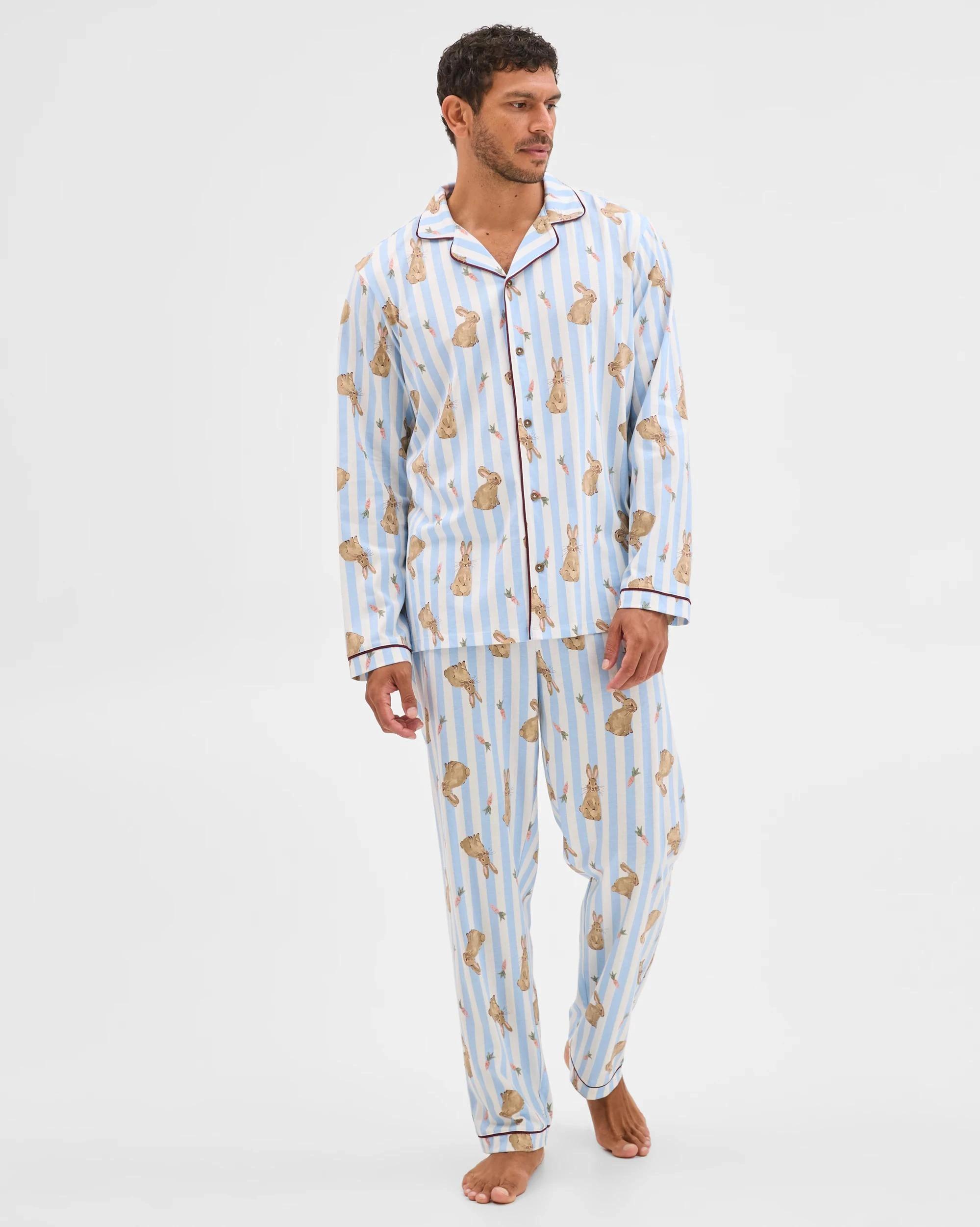 1 Target Man Family Matching Australian Cotton Easter Mens Pyjama Set - Bunny Stripe BUNNY STRIPE, 1 of 8