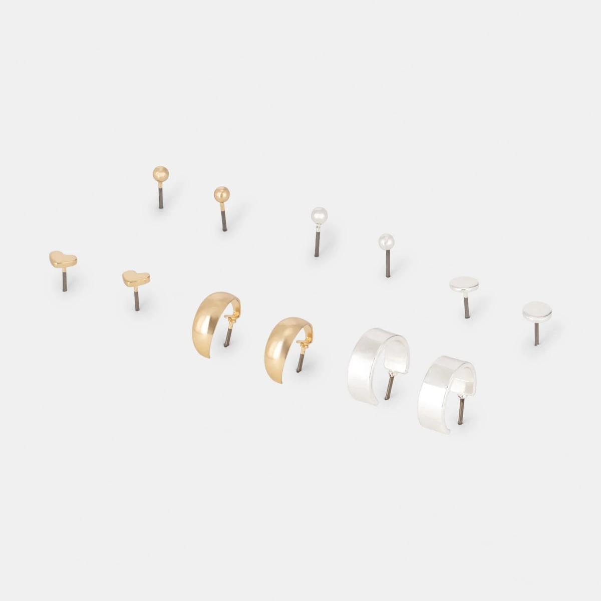 2 6 Pack Small Hoop and Stud Earrings - Silver and Gold Tone, 2 of 5
