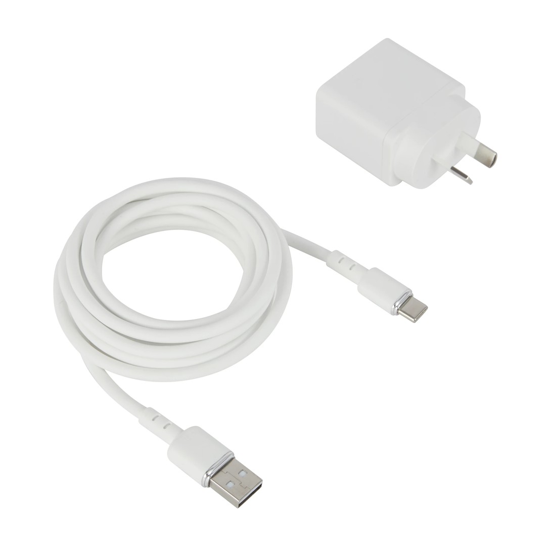 1 Wall USB Charger with USB-A to USB-C - White, 1 of 7