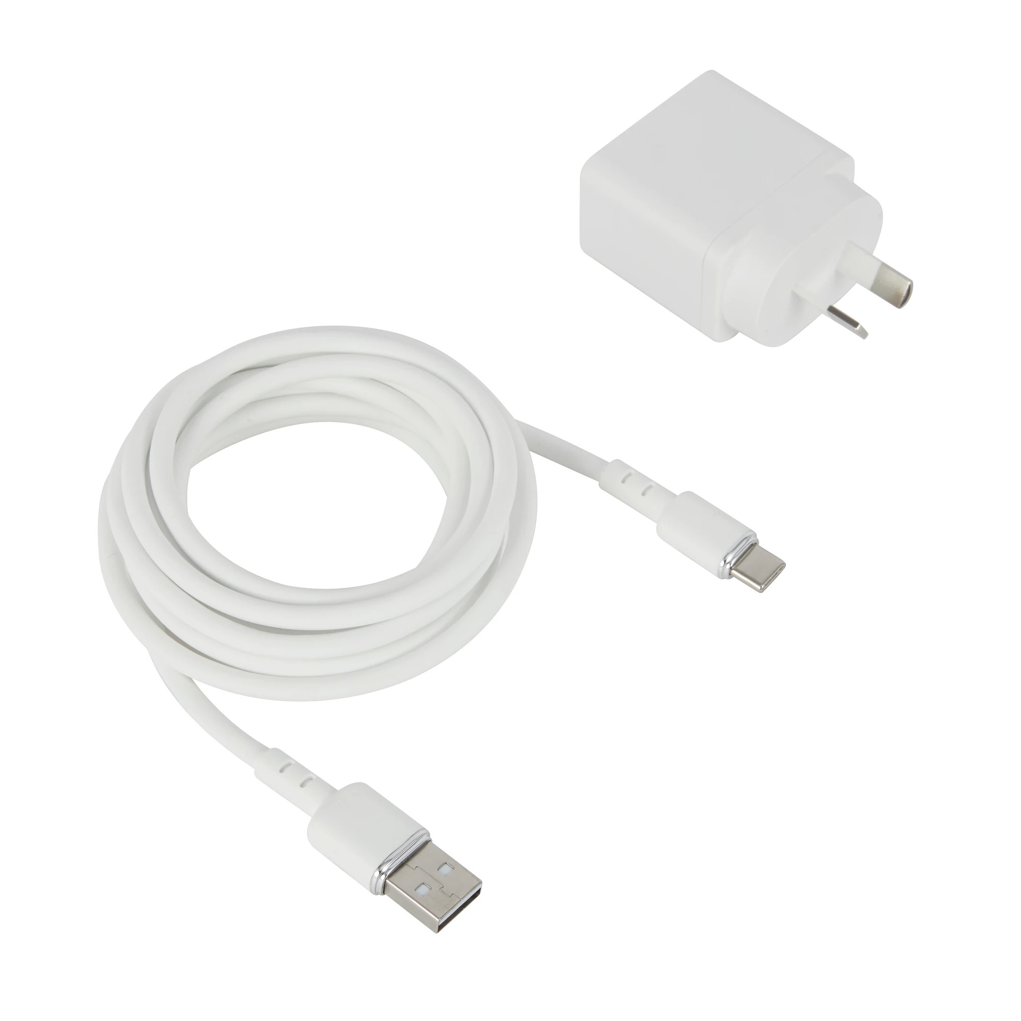 1 Wall USB Charger with USB-A to USB-C - White, 1 of 7