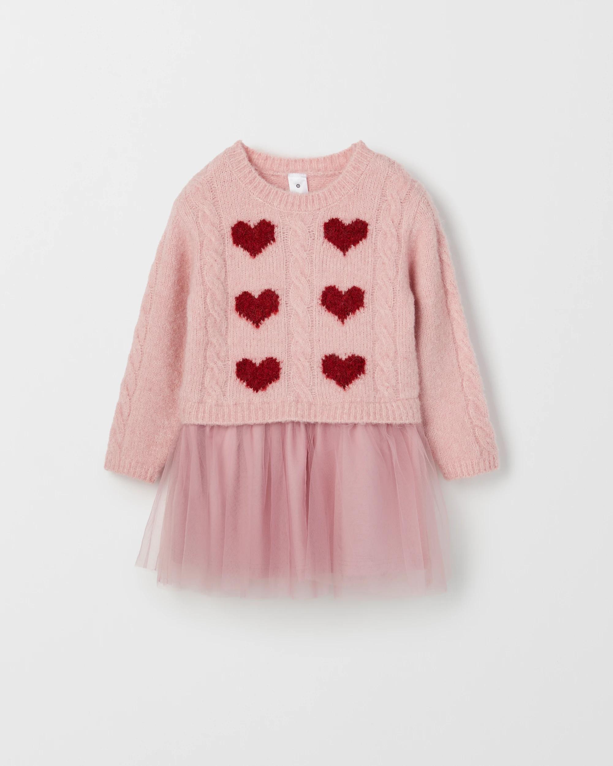 5 Target Kids Long Sleeve Knit Jumper Tulle Embroidered Dress BLEACHED MAUVE, 5 of 6