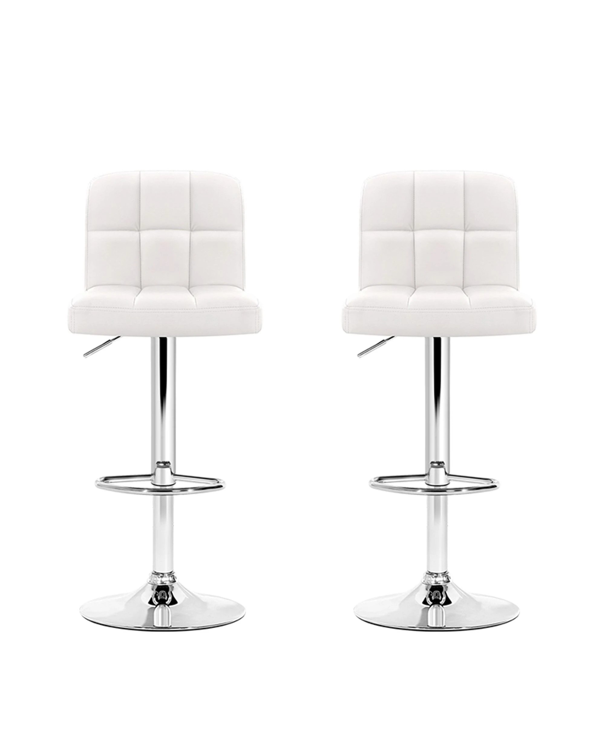 3 Artiss 2x Bar Stools Leather Gas Lift - White, 3 of 8