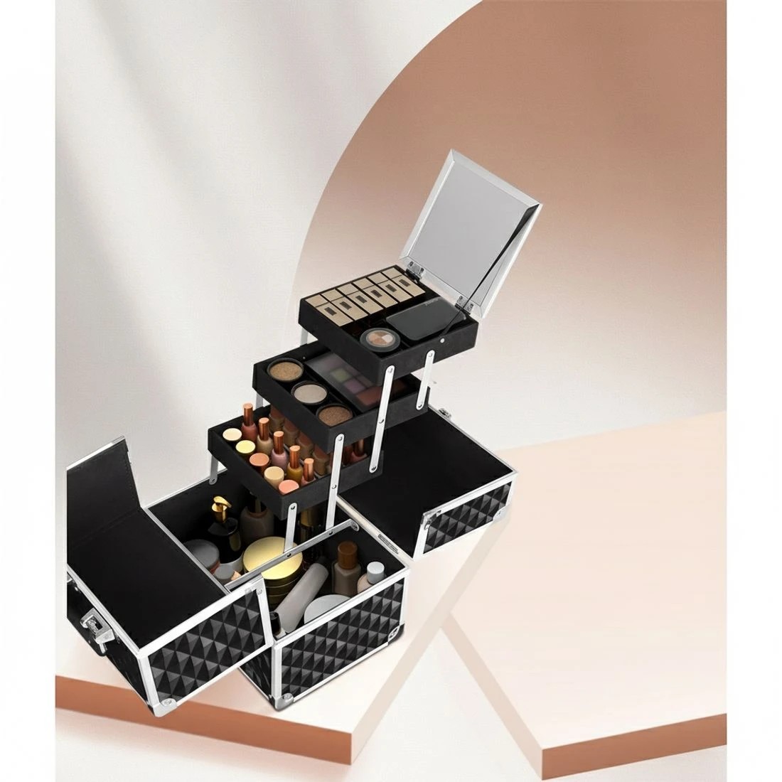 4 Embellir Beauty Makeup Case Travel Bag Organiser Large Jewellery Box Portable - Multi, 4 of 6