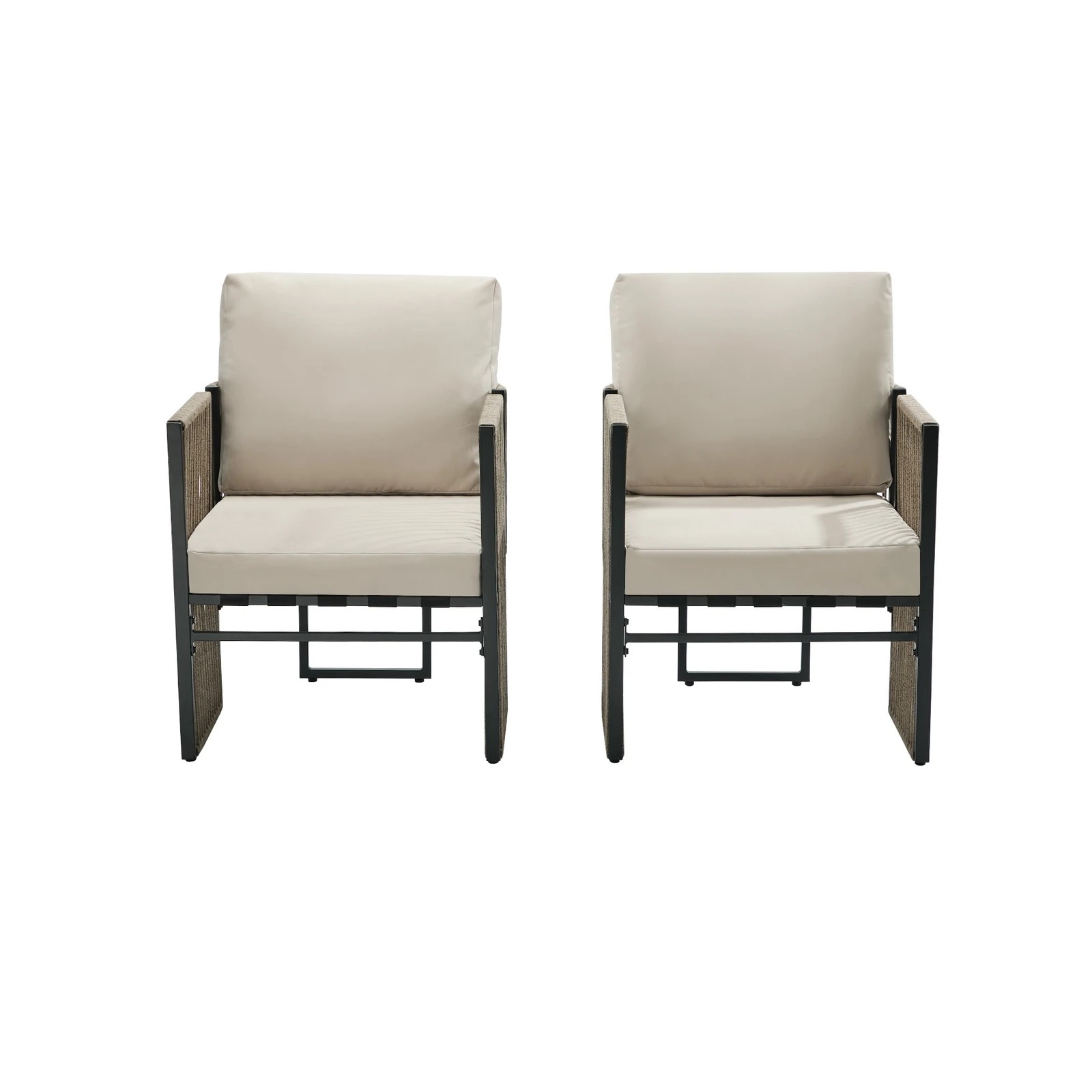 7 Livsip 2 Pieces Outdoor Patio Chair Bistro Lounge with Cushions Woven Rope - Multi, 7 of 8