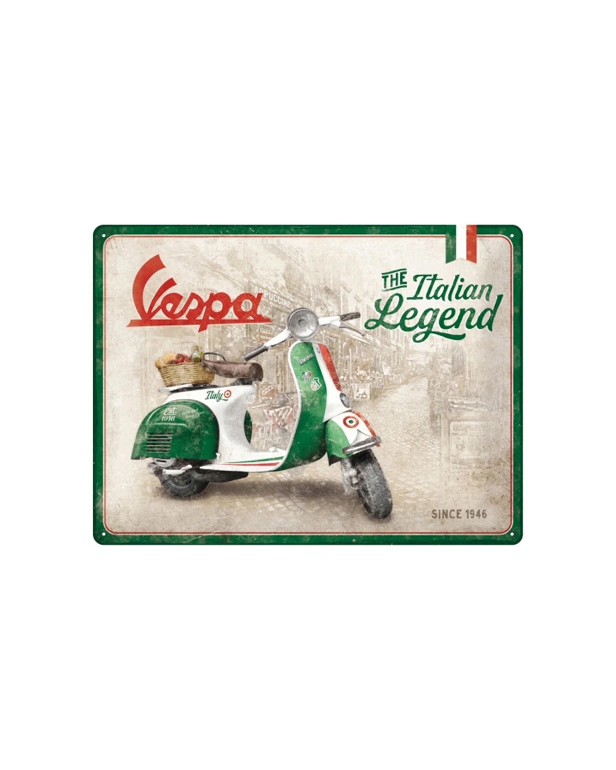 1 Nostalgic-Art Large 30x40cm Metal Wall Art Sign Plaque - Vespa Italian Legend - Multi, 1 of 1