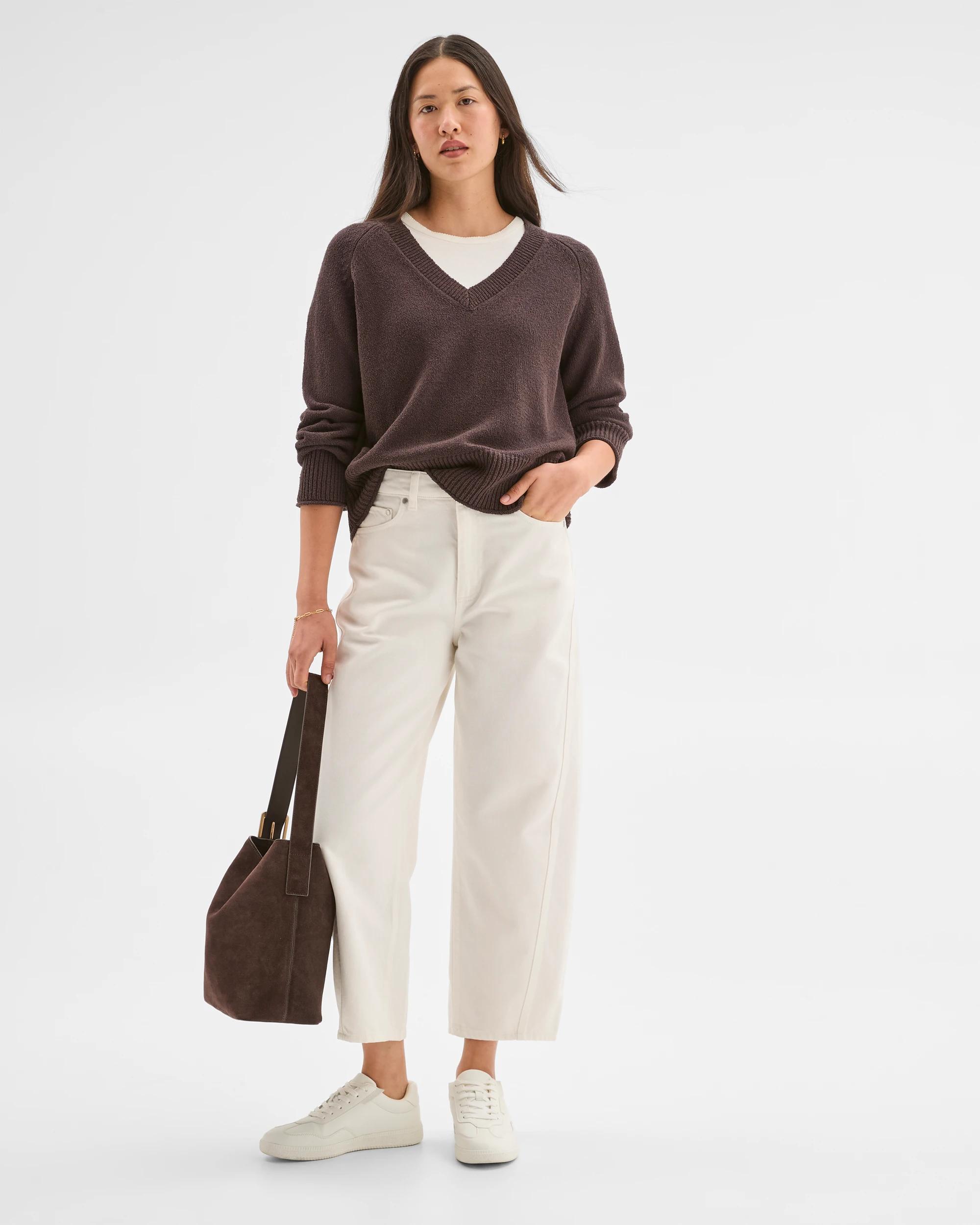 3 Target Woman Australian Cotton Blend Boucle V-Neck Jumper BRUNETTE, 3 of 3