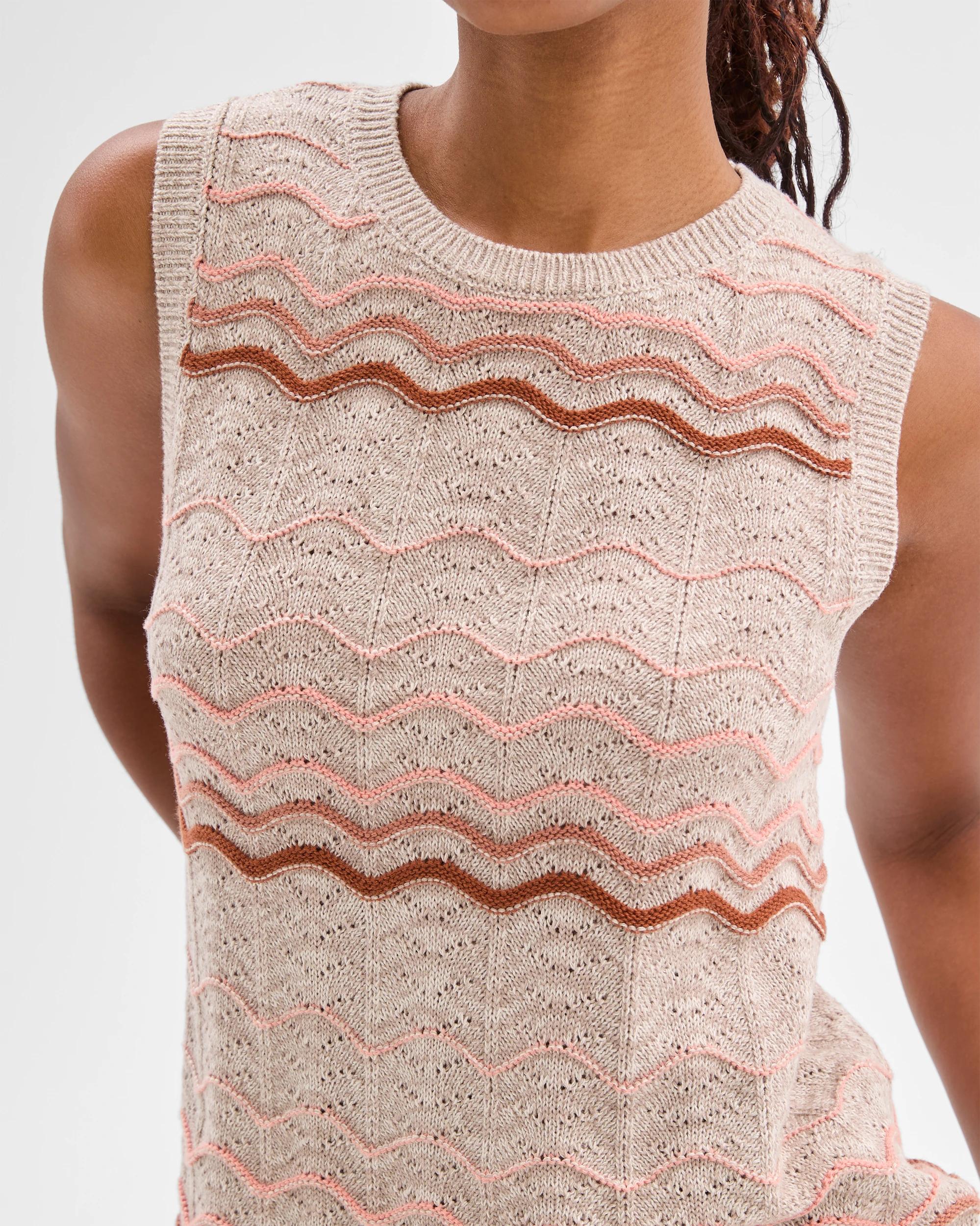 3 Target Petites Australian Cotton Sleeveless Knit Crochet Tank Top NEUTRAL STRIPE, 3 of 6