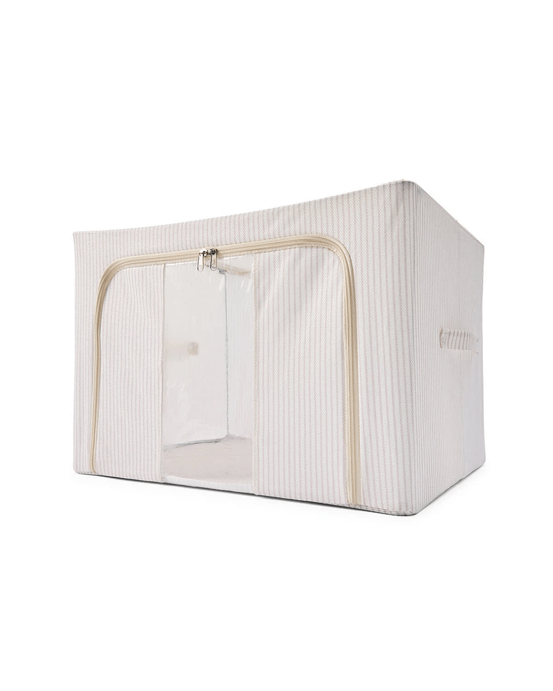 3 Linen Look Collapsible Box with Window - Large, Stripe, 3 of 10