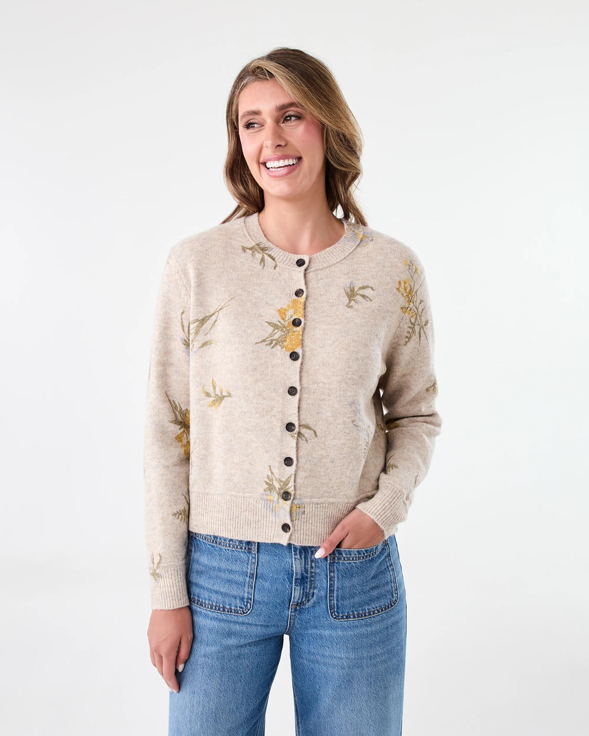 2 Floral Printed Cardigan Nt Bge, 2 of 8