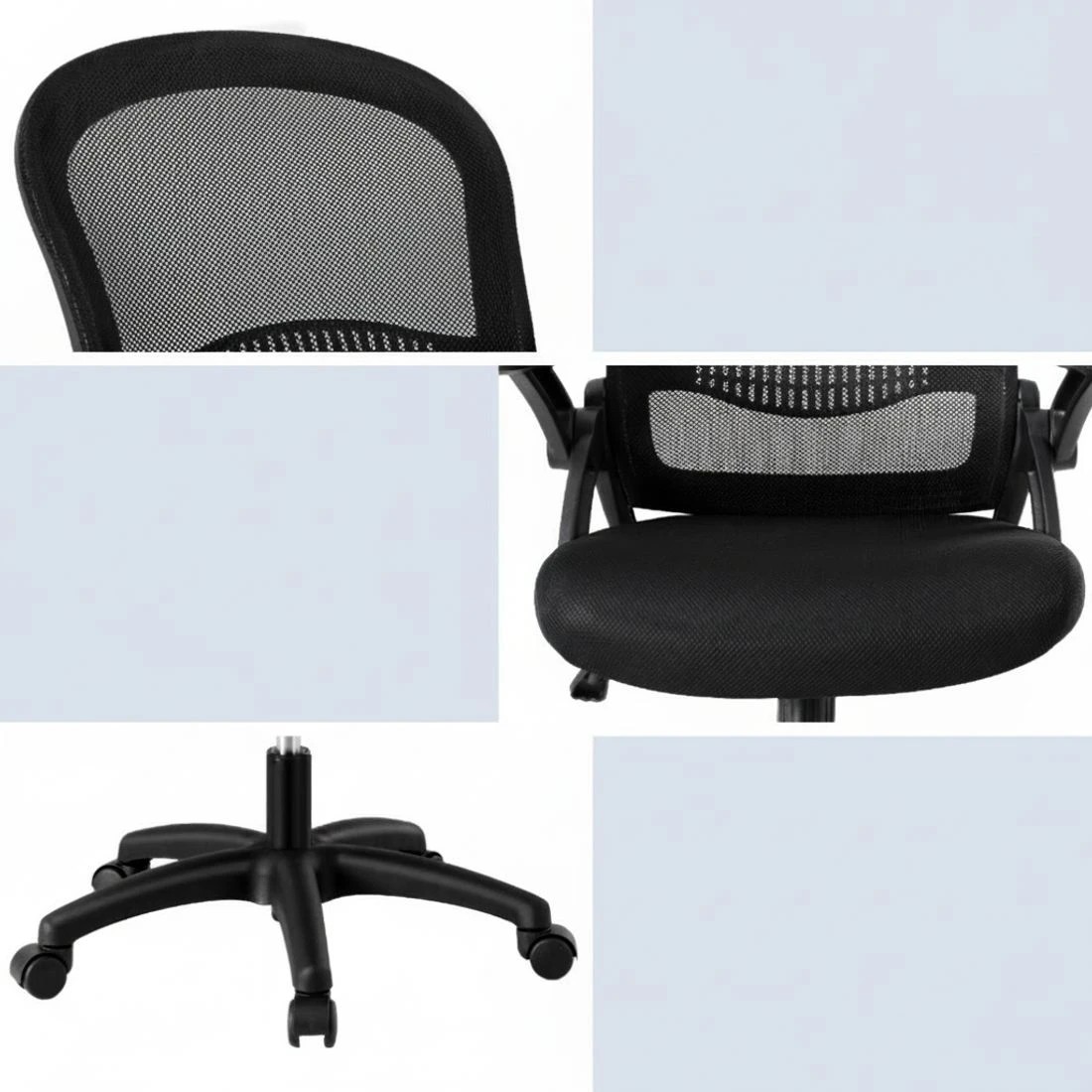 5 Artiss Mesh Office Chair Computer Gaming Desk Chairs Work Study Mid Back - Black, 5 of 5
