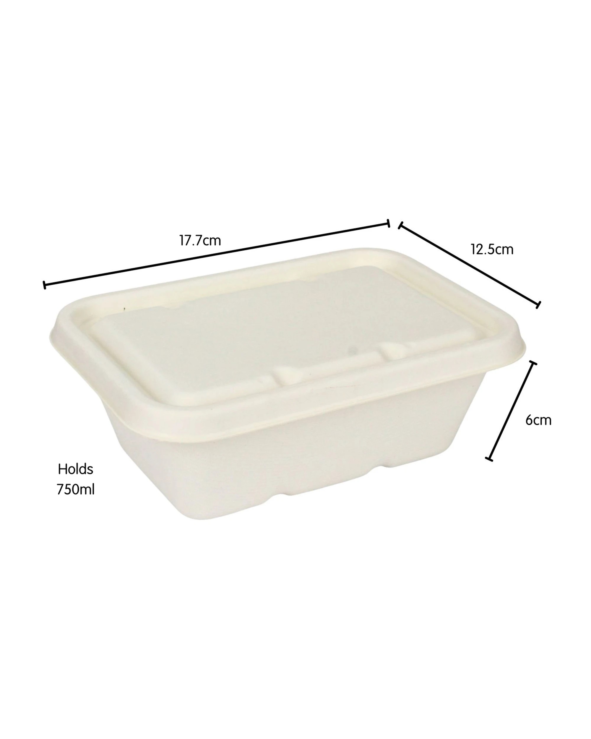 3 Lemon & Lime Eco Sugar Cane Food Containers With Lids 750ml Value Pack of 20 - White, 3 of 3
