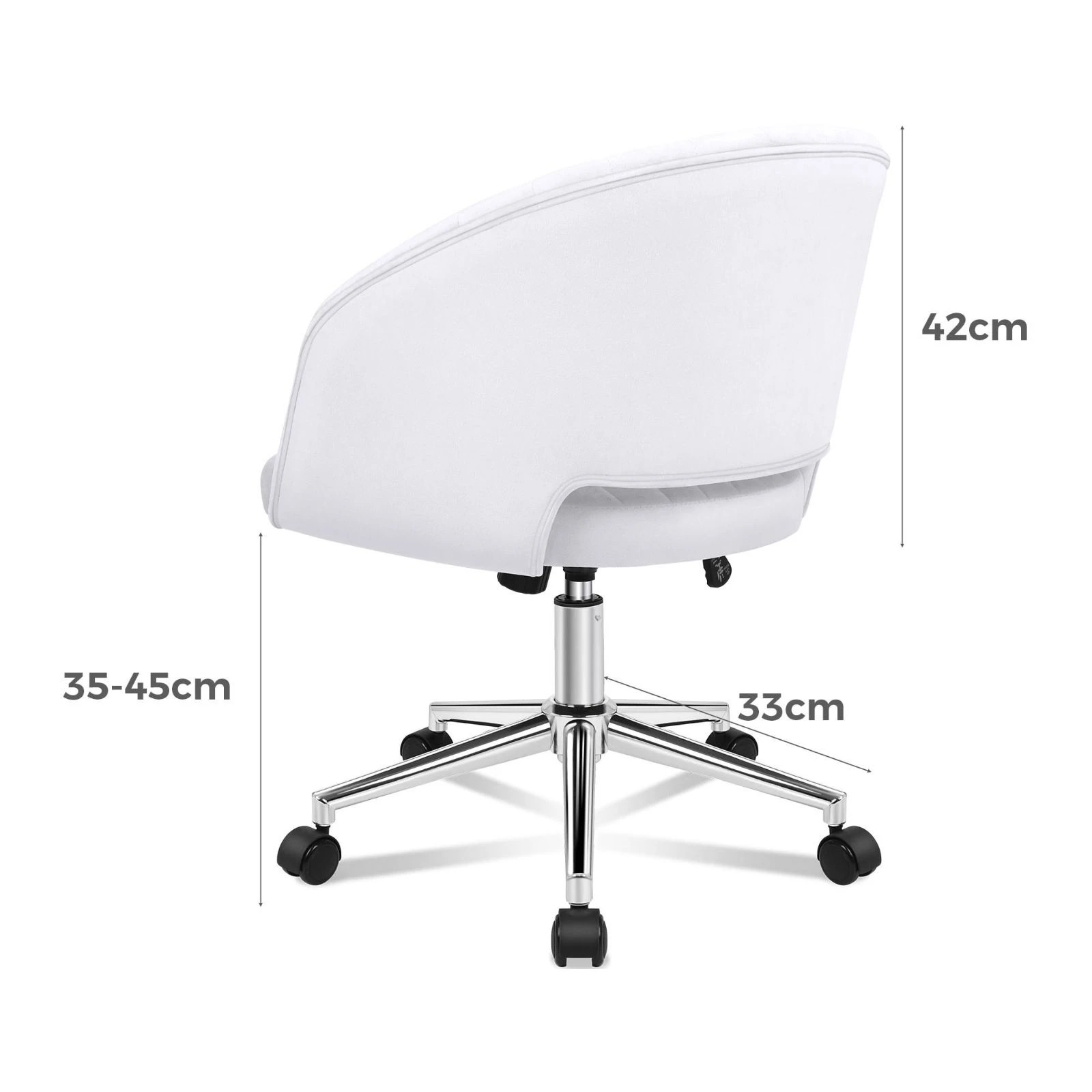 4 Alfordson Velvet Office Chair Swivel Armchair Work Study Seat Adult Kids - White, 4 of 9