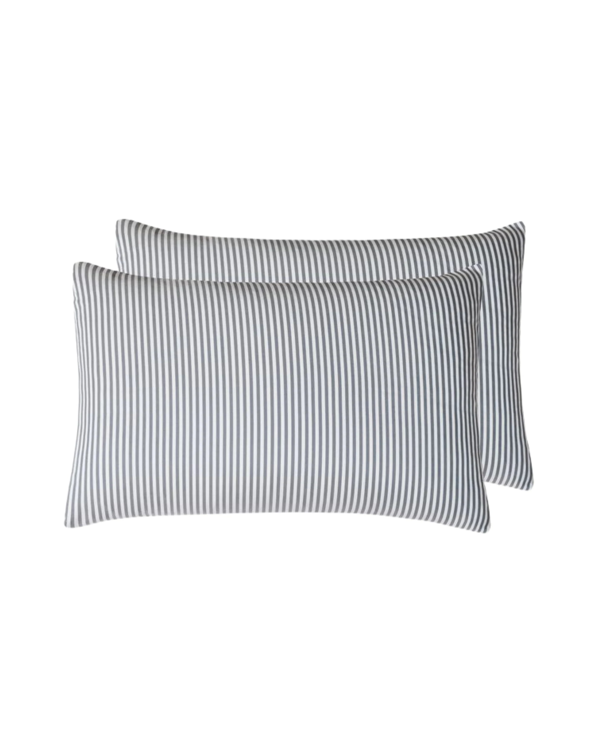 6 CleverPolly Yarn-Dyed Washed Microfibre Quilt Cover Set - Queen Bed - Thin Stripe Steel Blue, 6 of 6