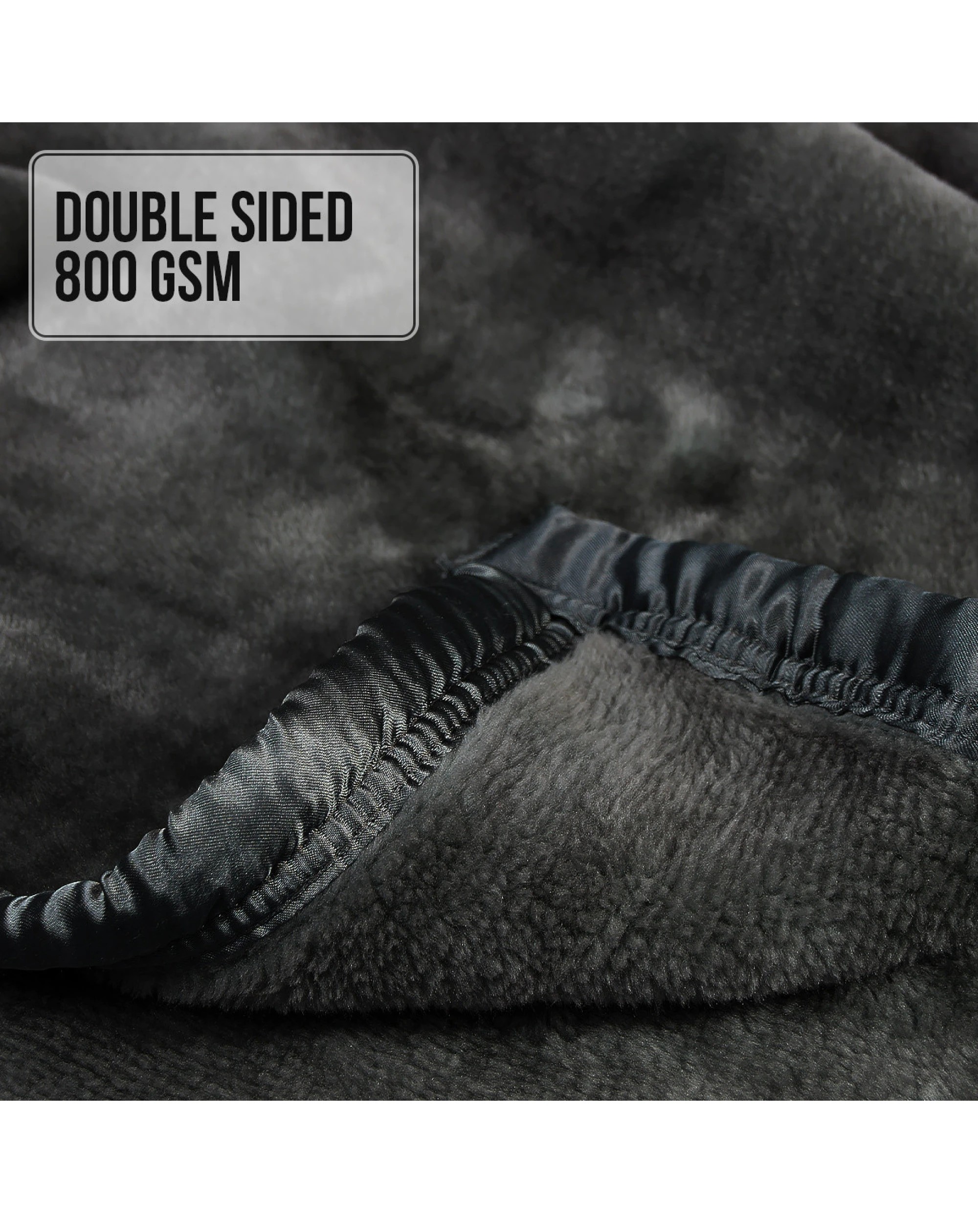 4 Laura Hill 800-gsm Mink Blanket Double-sided Soft Plush Bed Faux Throw Rug Black
 - Queen Bed, 4 of 9