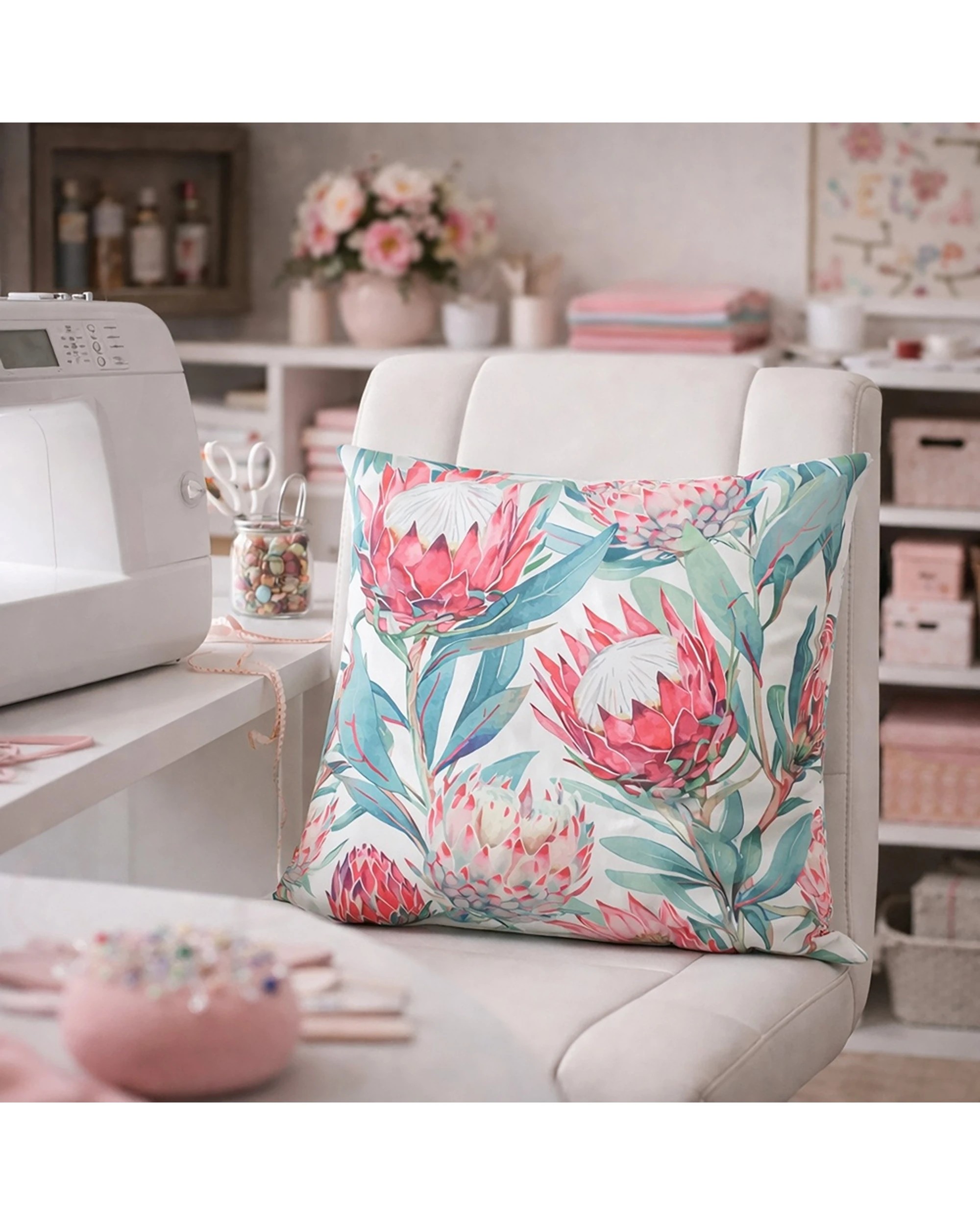 5 Urban Style Cushion Floral Throw Pillow Bold Protea Print 45x45cm - Multi, 5 of 8