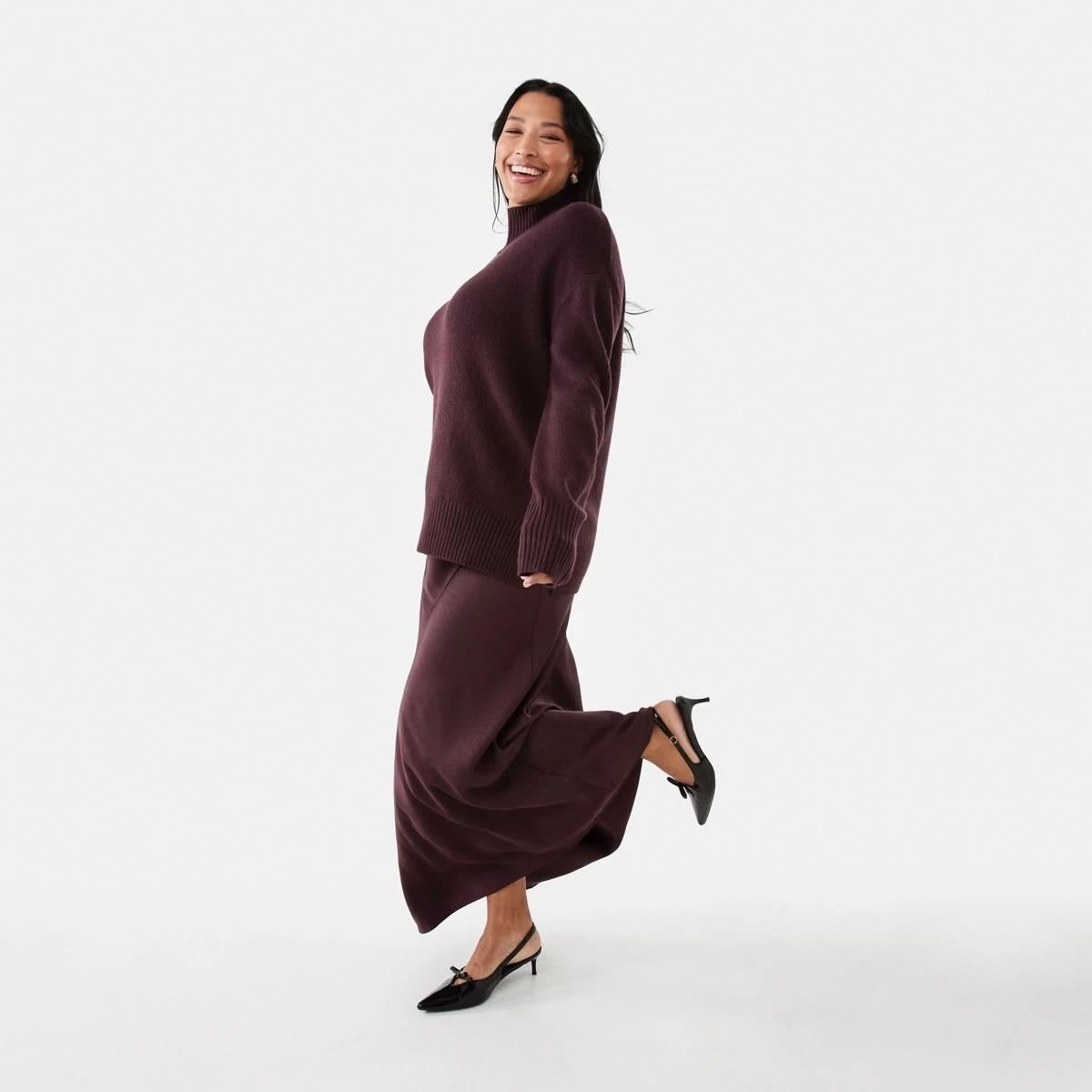 3 Funnel Split Hem Jumper Mulberry, 3 of 8