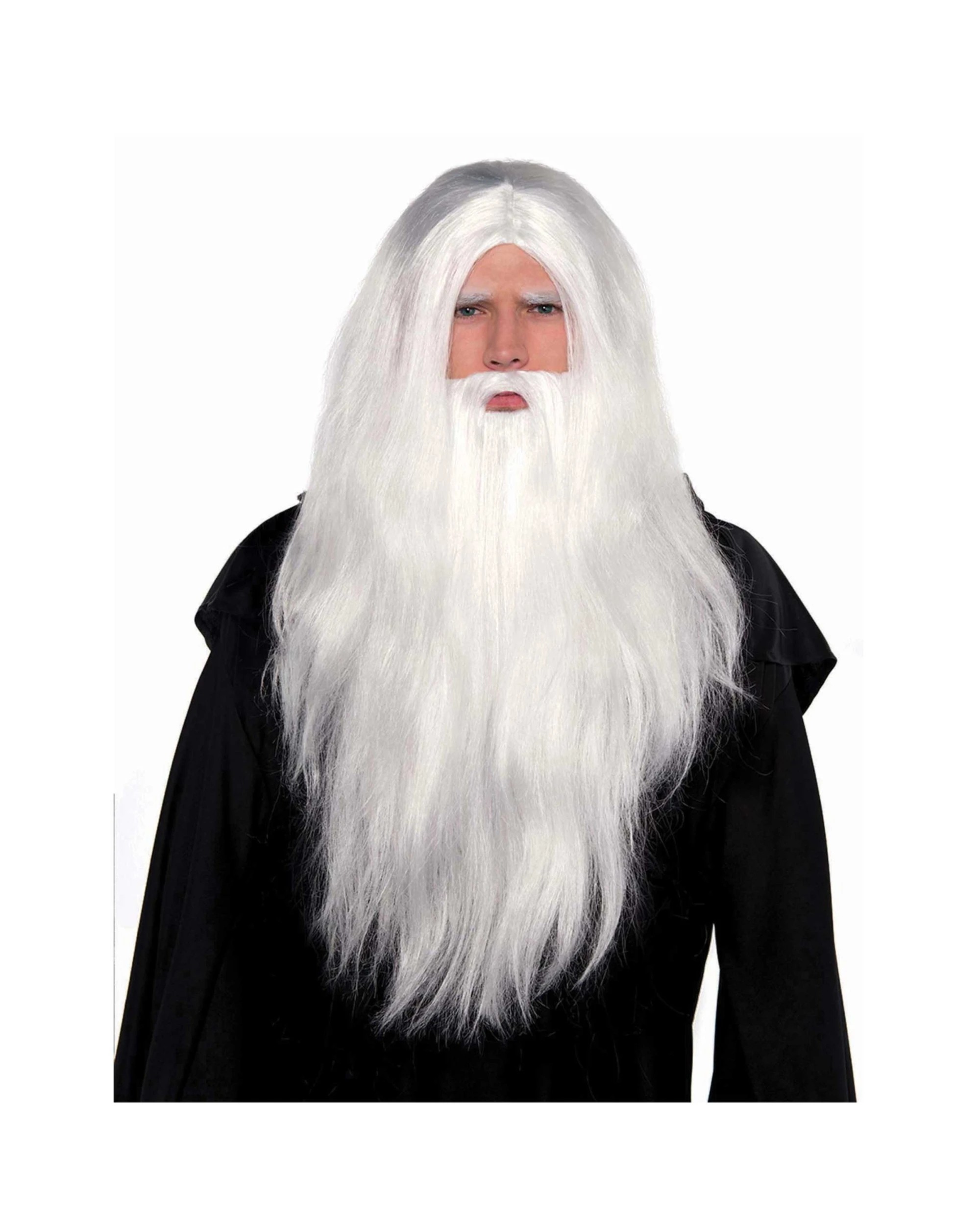 1 Amscan Inc. Adults Sorcerer Wig, Beard & Eyebrows Set - One Size - White, 1 of 1
