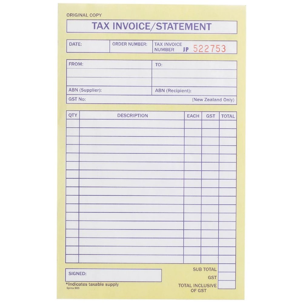 1 Spirax Invoice and Statement Book No.555, 1 of 2