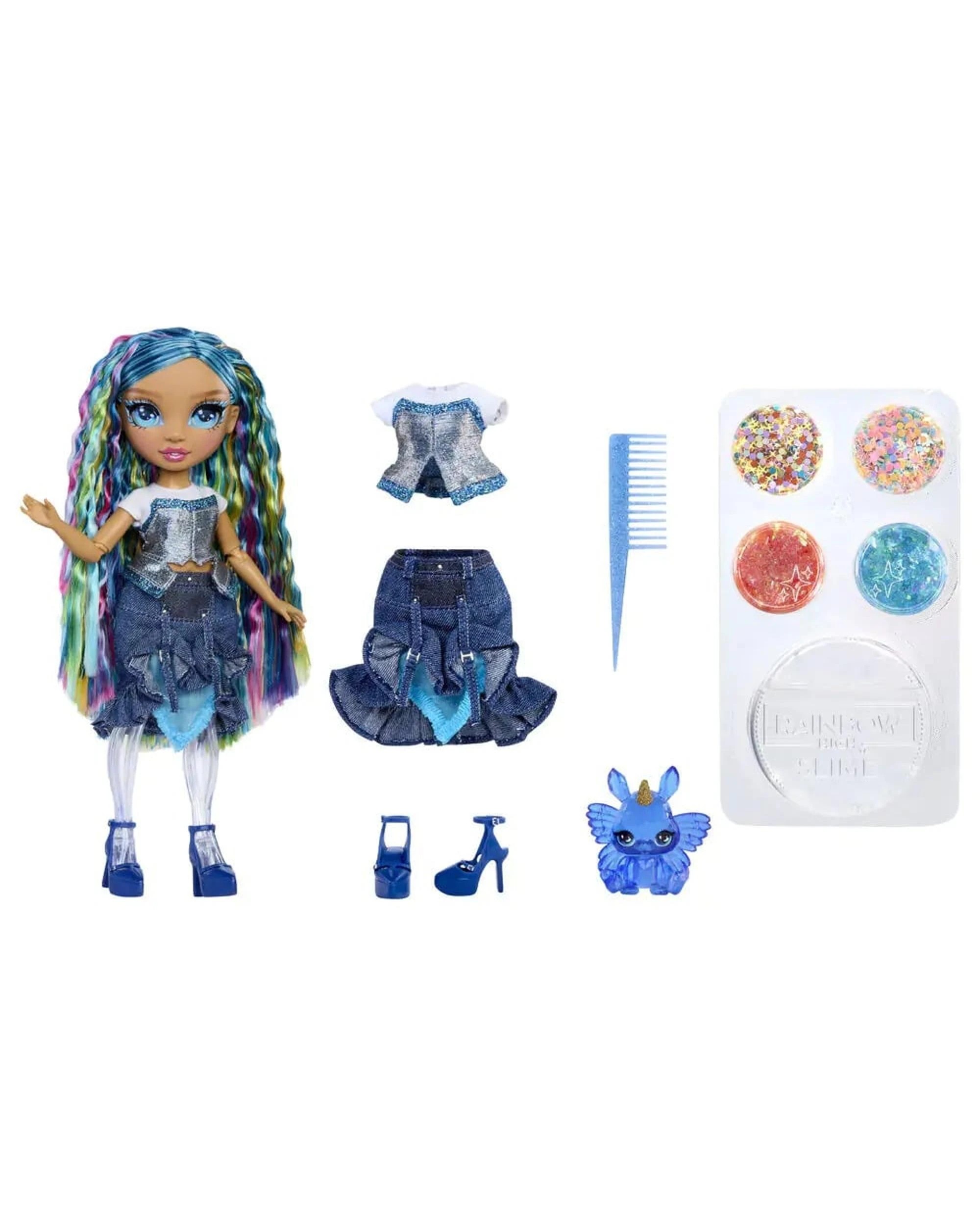 2 Rainbow High Rainbow Shimmers Skyler Bradshaw Fashion Doll with Slime - Blue, 2 of 7