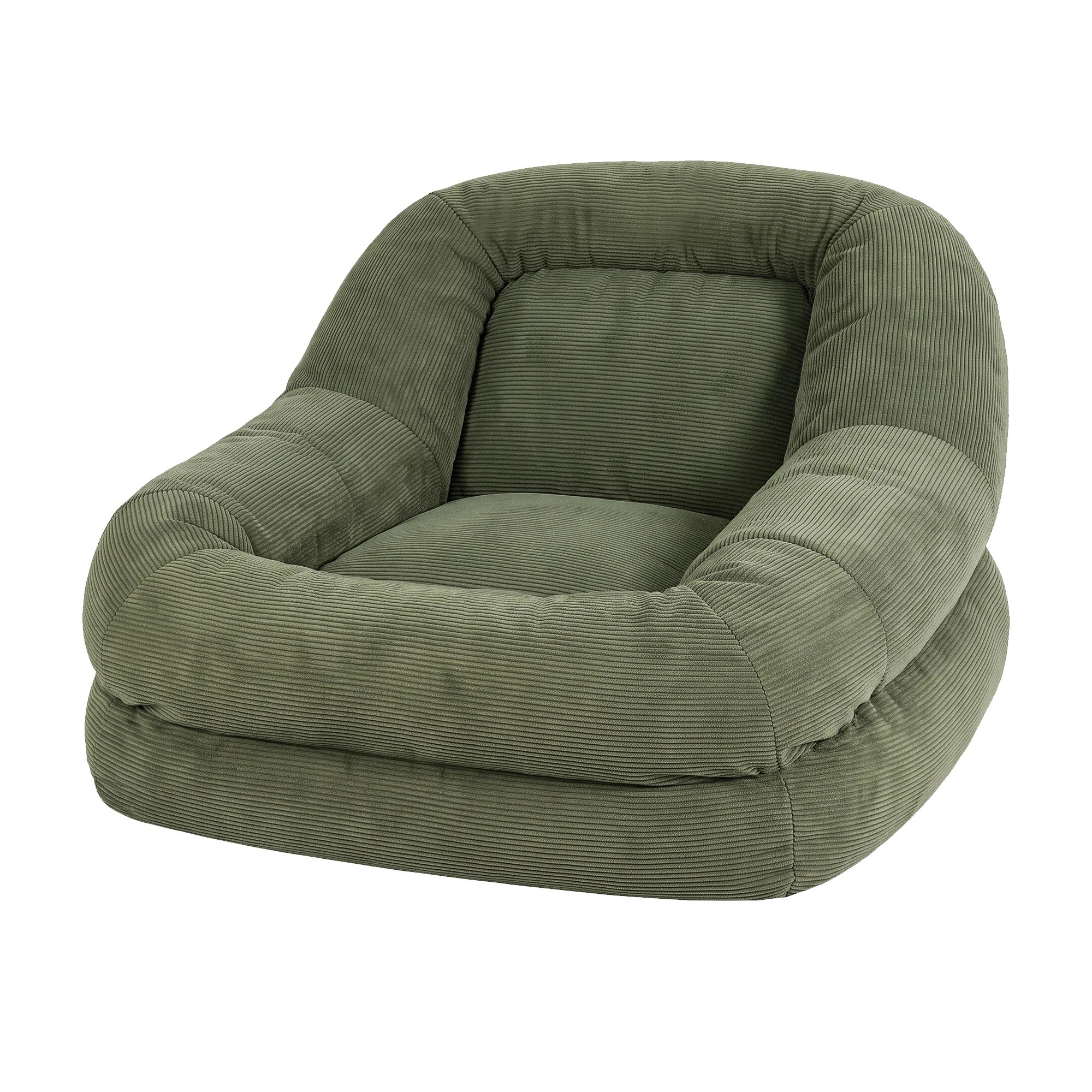1 Artiss Armchair Floor Lounge Lazy Sofa, Compressed Corduroy Chaise Chair Green - Green, 1 of 8