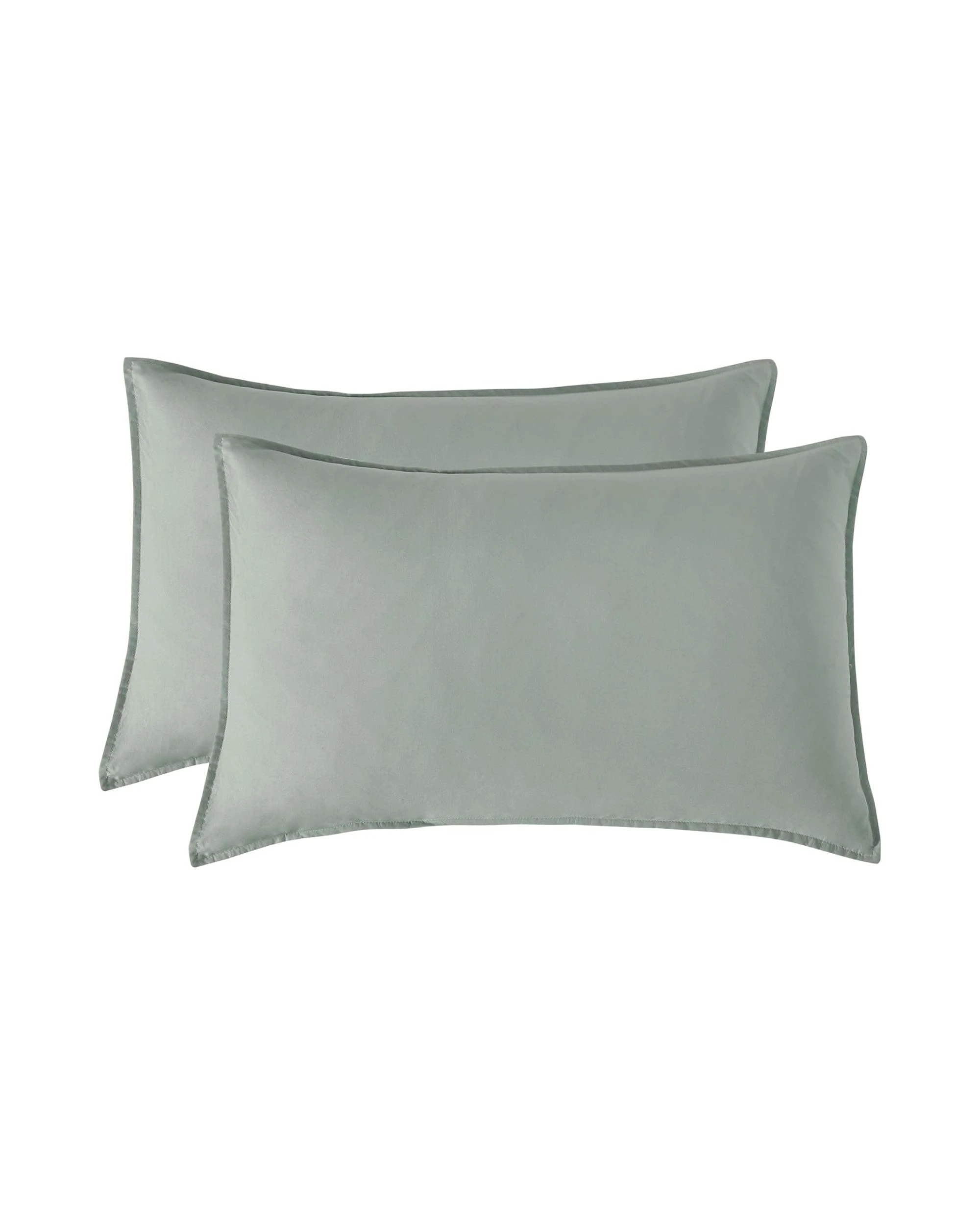 1 CleverPolly 2-Pack Vintage Washed Microfibre Standard Pillowcases - Sage, 1 of 5