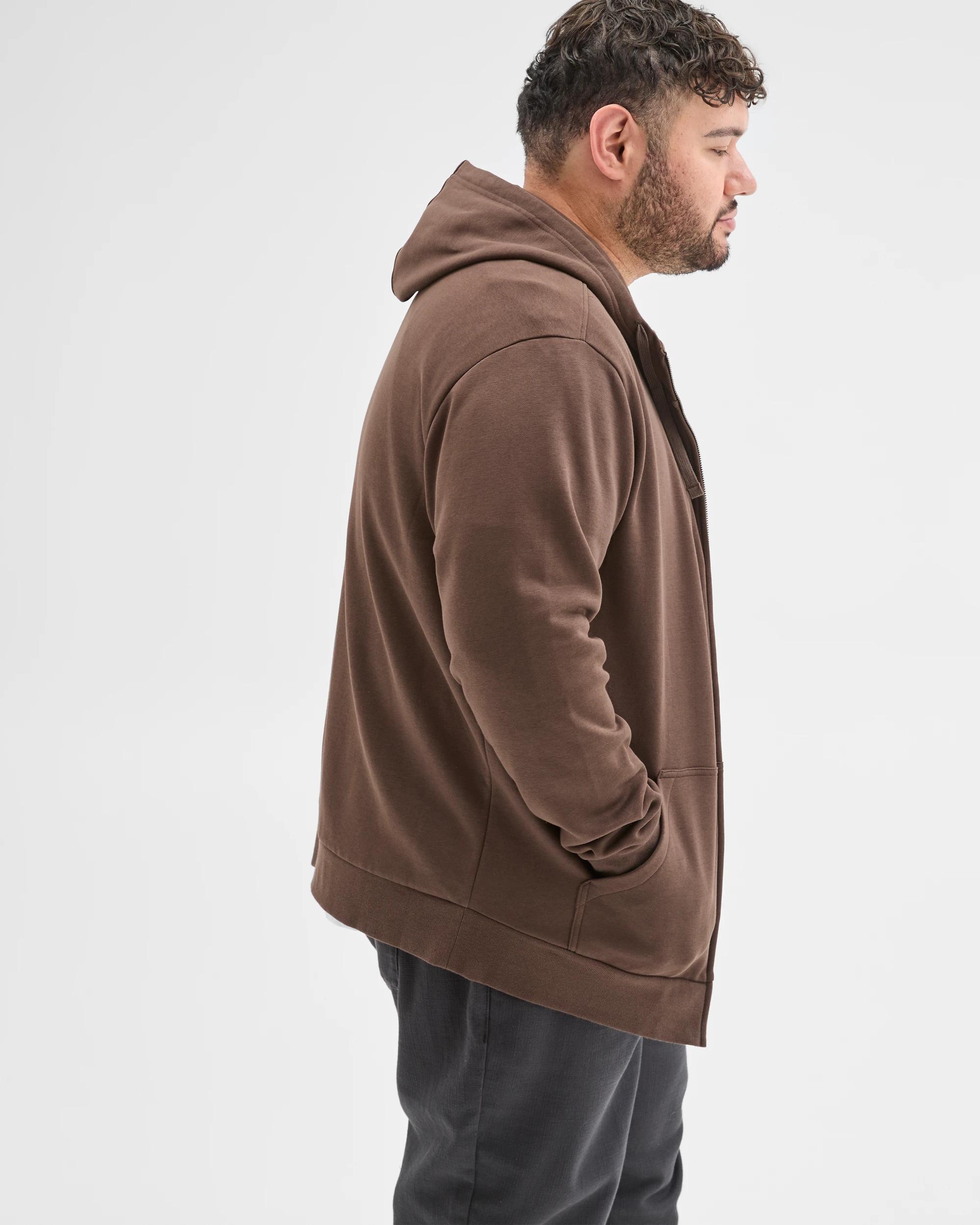 4 Target Man Plus Plus Size Core Australian Cotton Blend Zip Thru Hoodie CHOCOLATE, 4 of 5