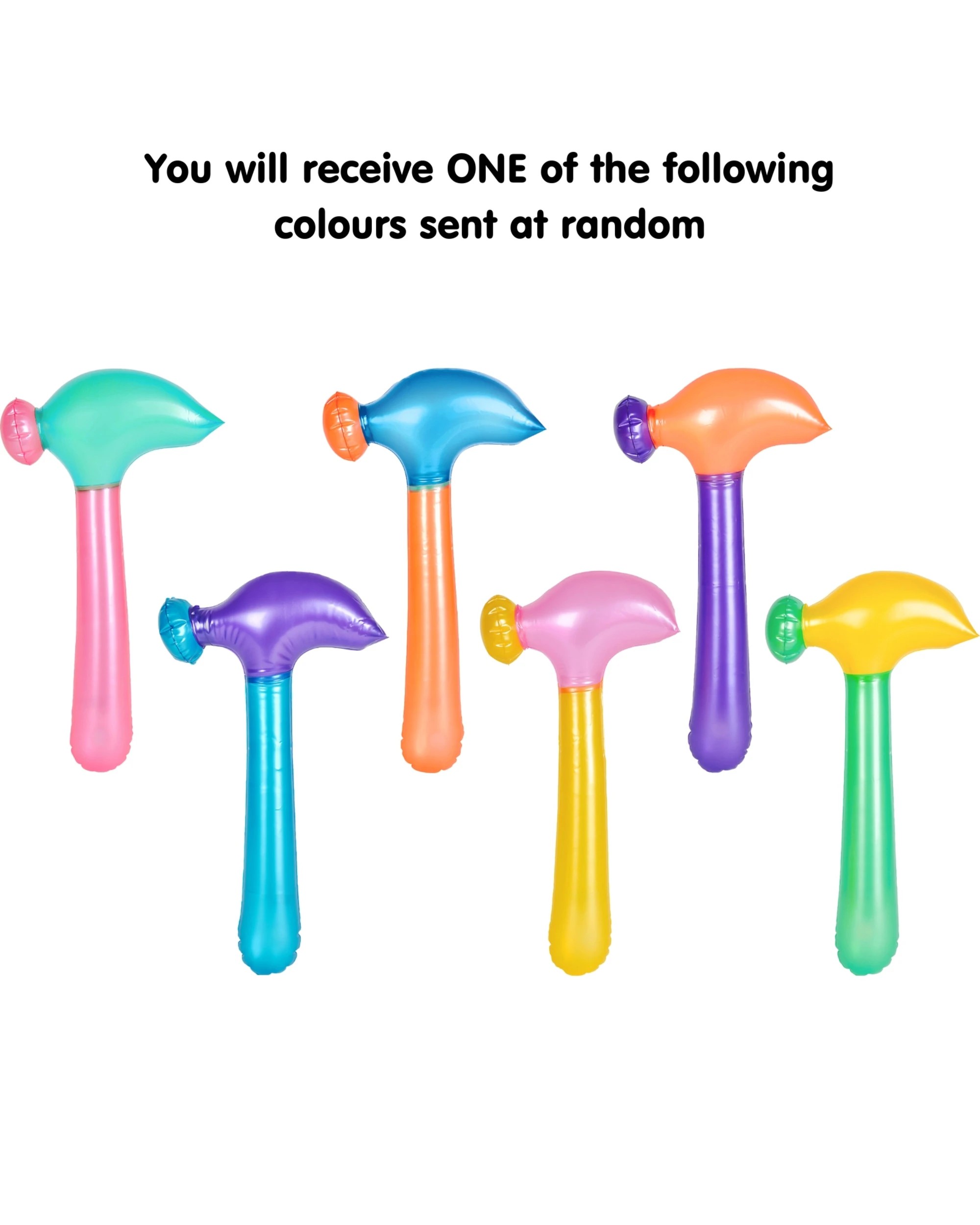 2 Partyrama Neon and Metallic Inflatable Hammer Assorted, 2 of 3