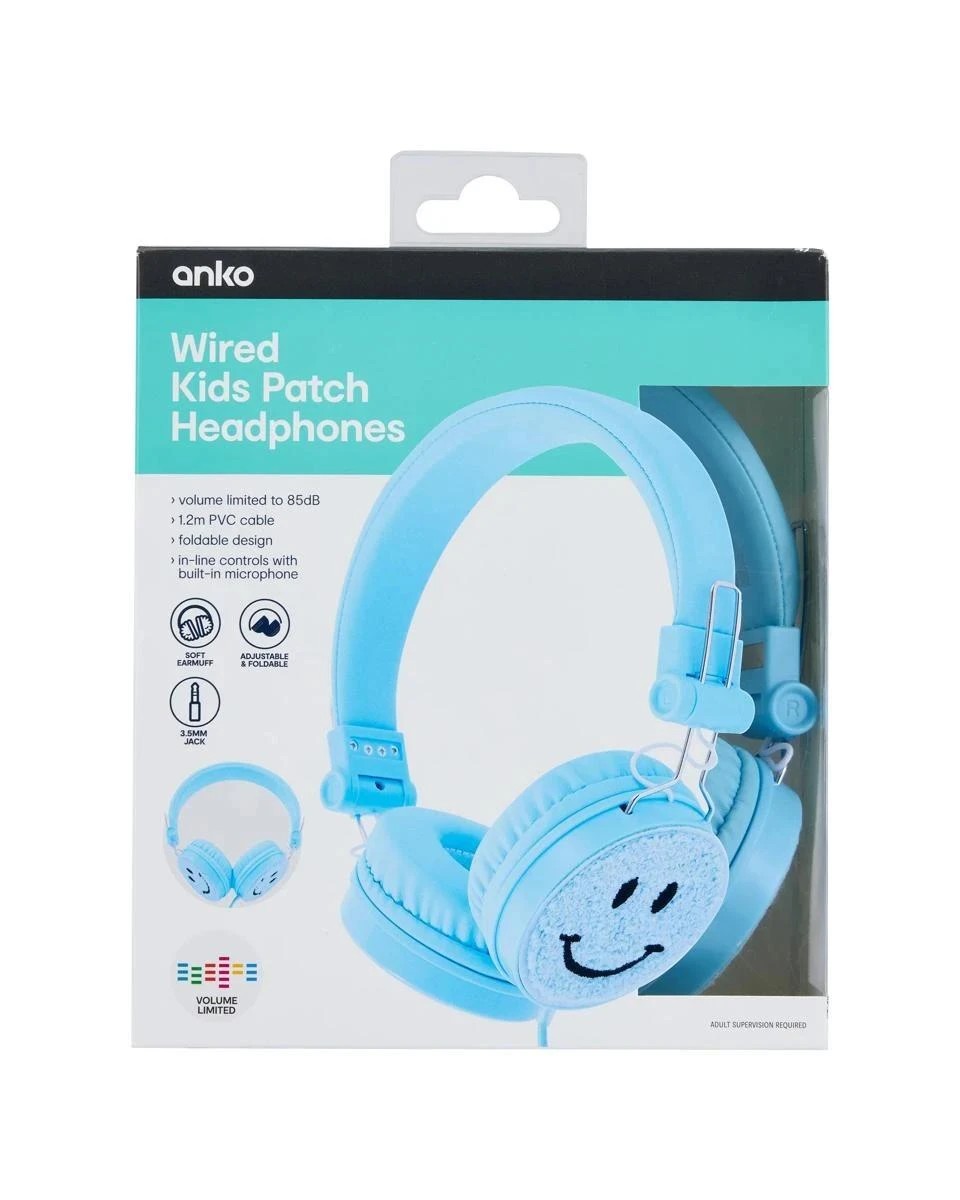 8 Kids Patch Wired Headphones - Blue, 8 of 9