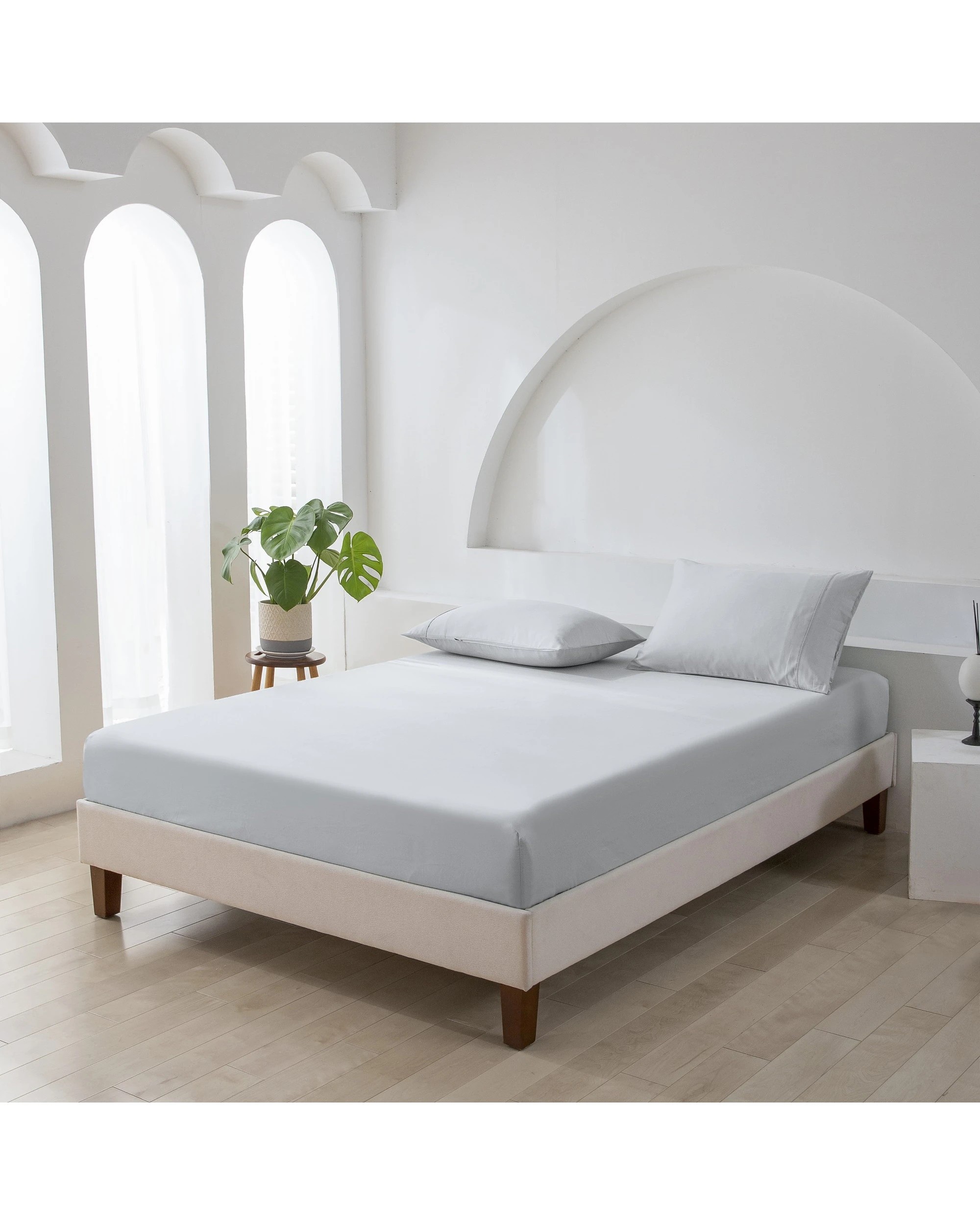2 ESSN 500TC Cotton Sateen Fitted Sheet Set - King Bed - Silver, 2 of 9