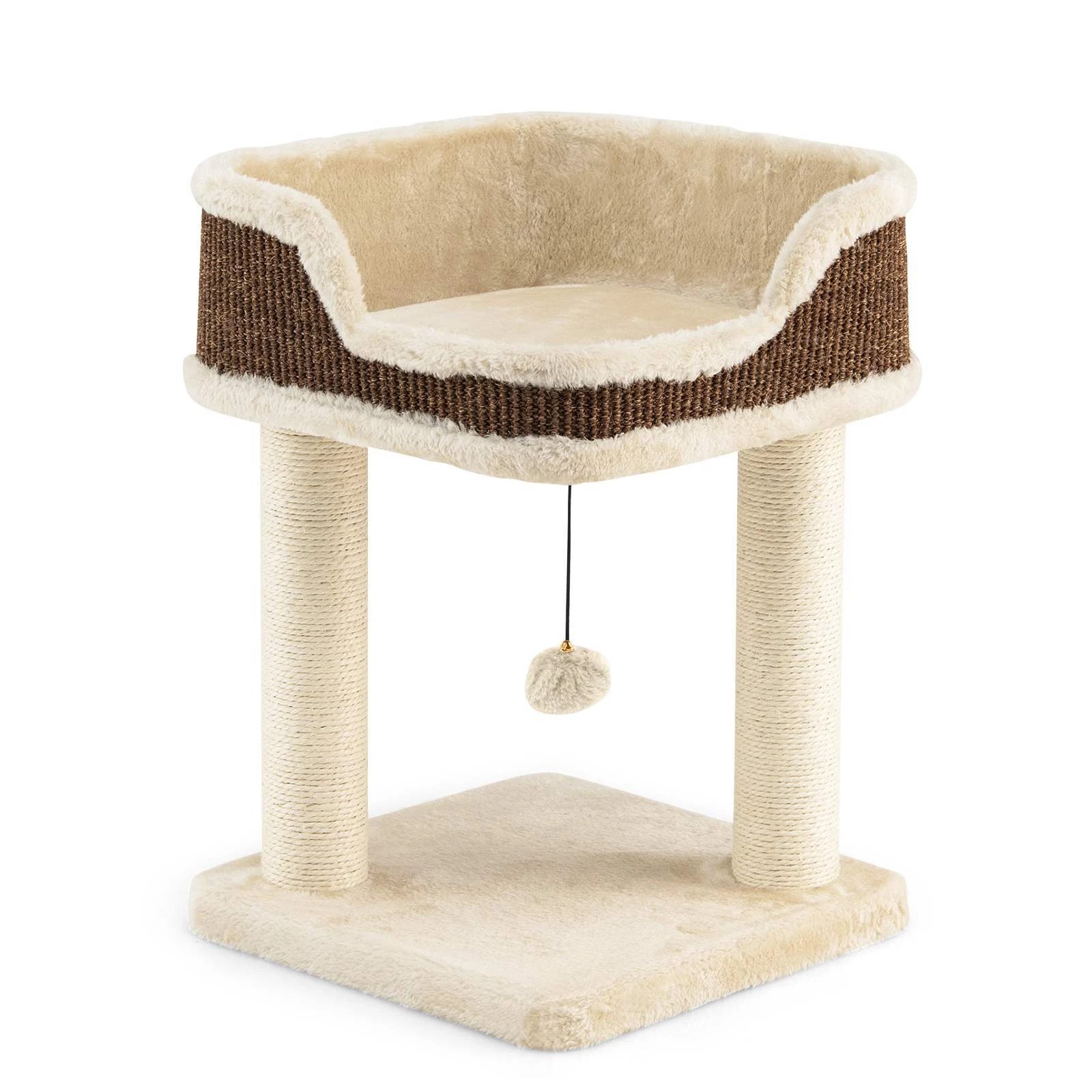 1 Costway 2-Tier Cat Tree Small Cat Tower w/Sisal Scratching Posts, 1 of 2