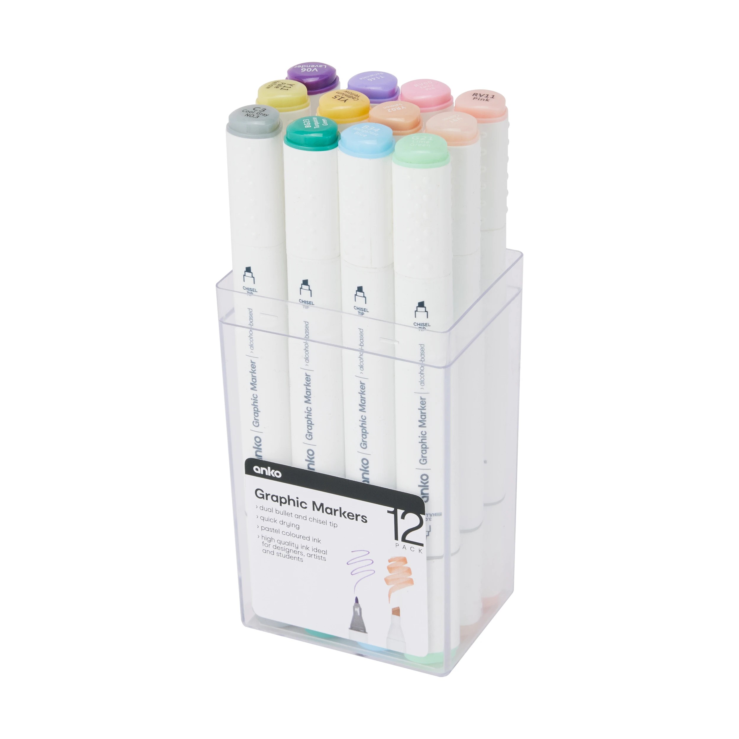1 12 Pack Dual Tip Graphic Markers - Pastel, 1 of 8