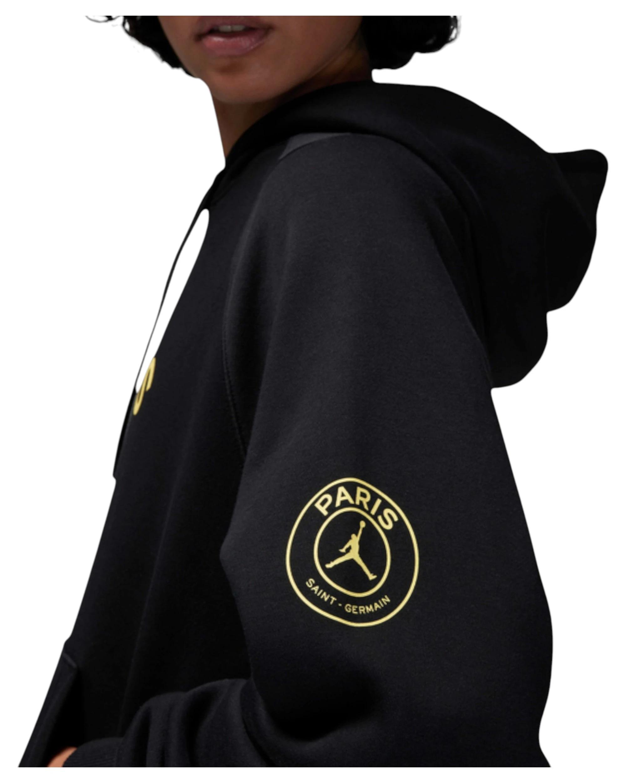 5 Nike Womens Jordan Paris Saint-Germain Brooklyn Fleece Pullover Hoodie BLACK, 5 of 8