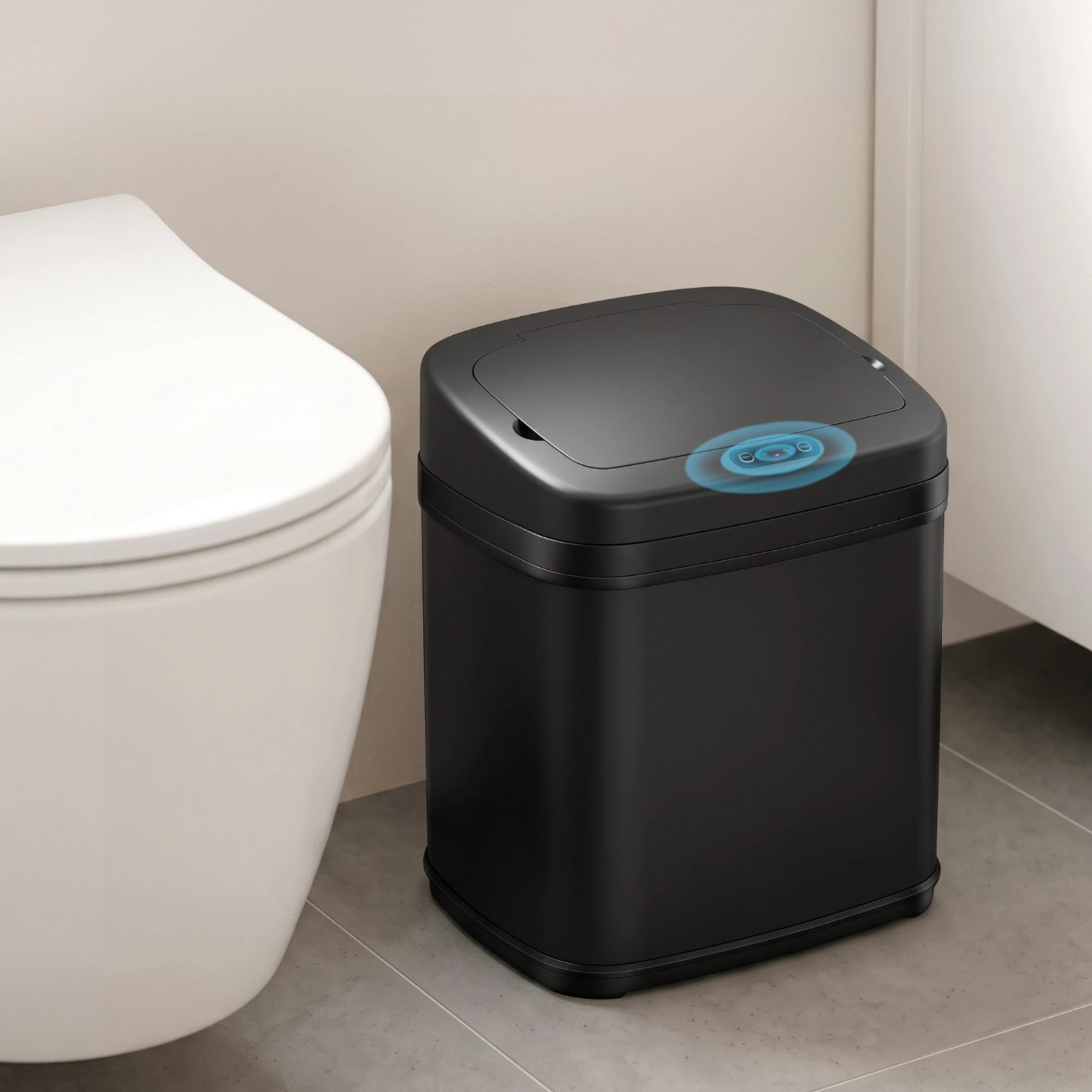 9 Devanti 15L Motion Sensor Bin Touchless Bins Soft-Close Rubbish Trash Can - Black, 9 of 9