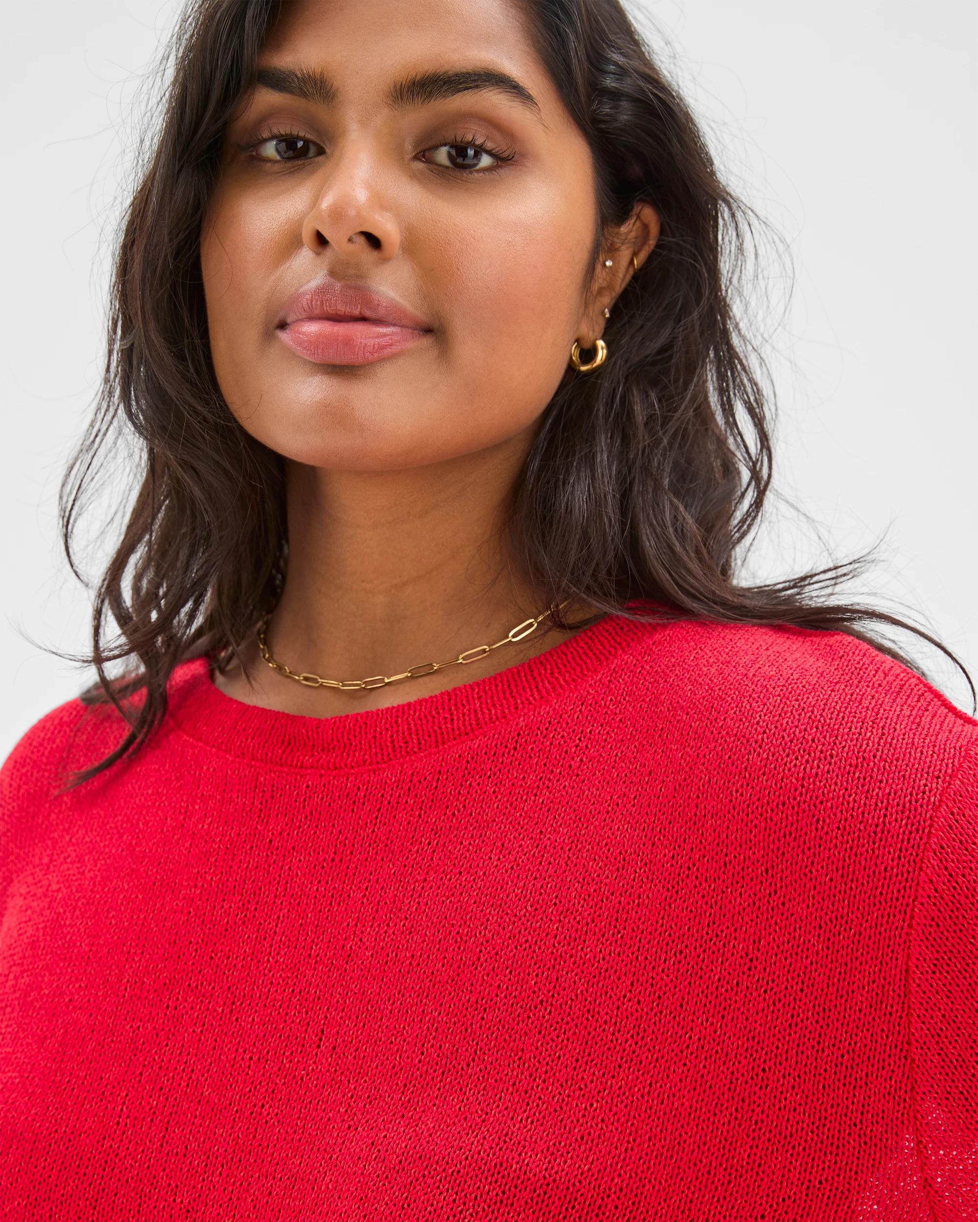 4 Target Curve Plus Size Australian Cotton Blend Textured Jumper TRUE RED, 4 of 7