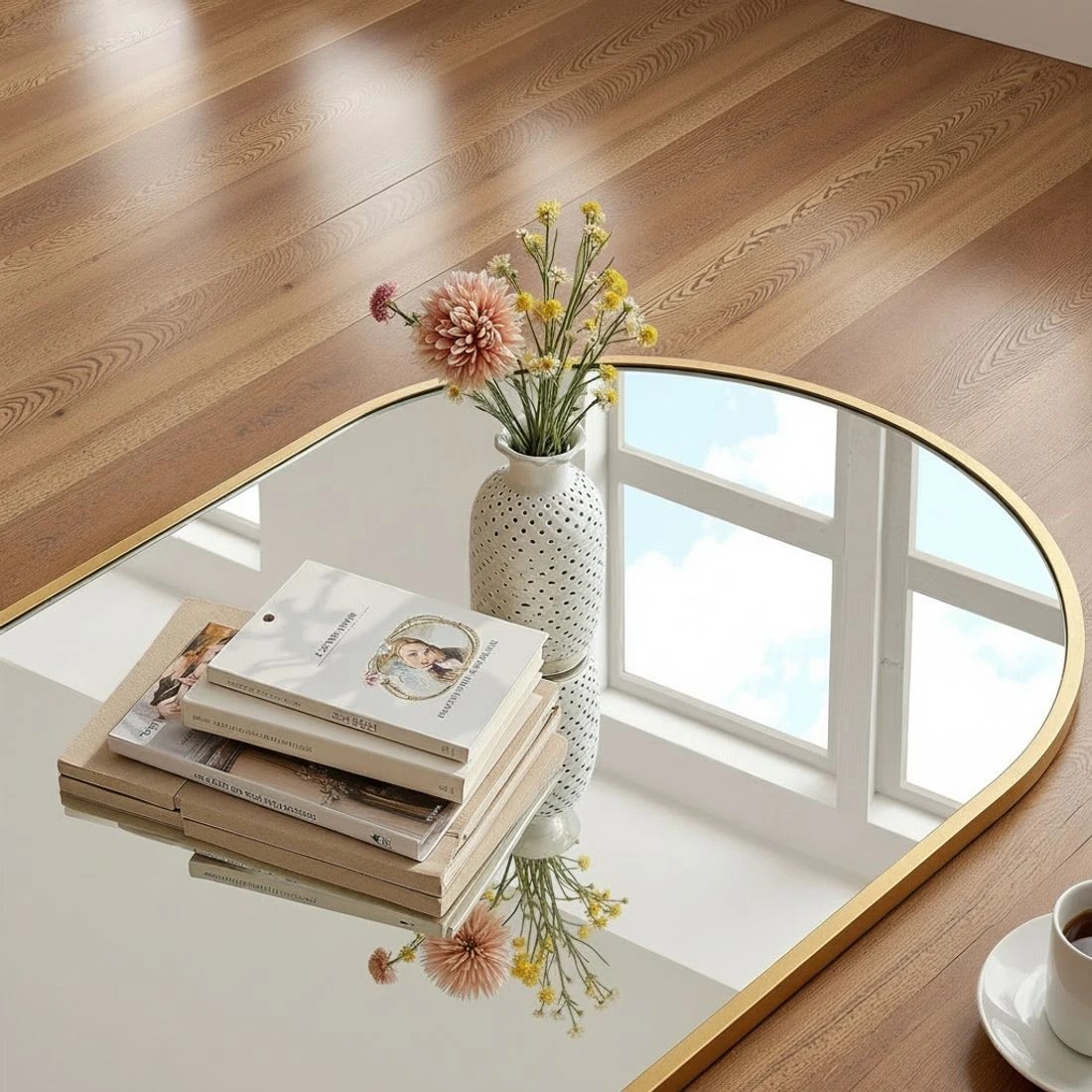 3 Embellir 86x50cm Arched Wall Mirror Vanity Makeup Home Decor - Gold, 3 of 5