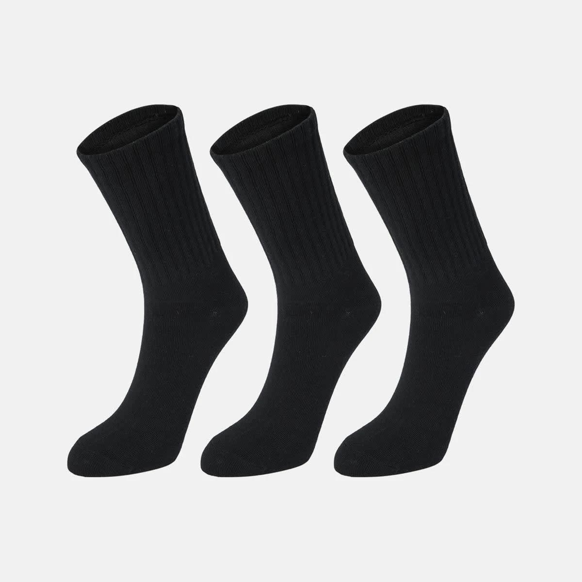 1 3 Pack Chunky Ribbed Full Crew Socks BLACK, 1 of 3