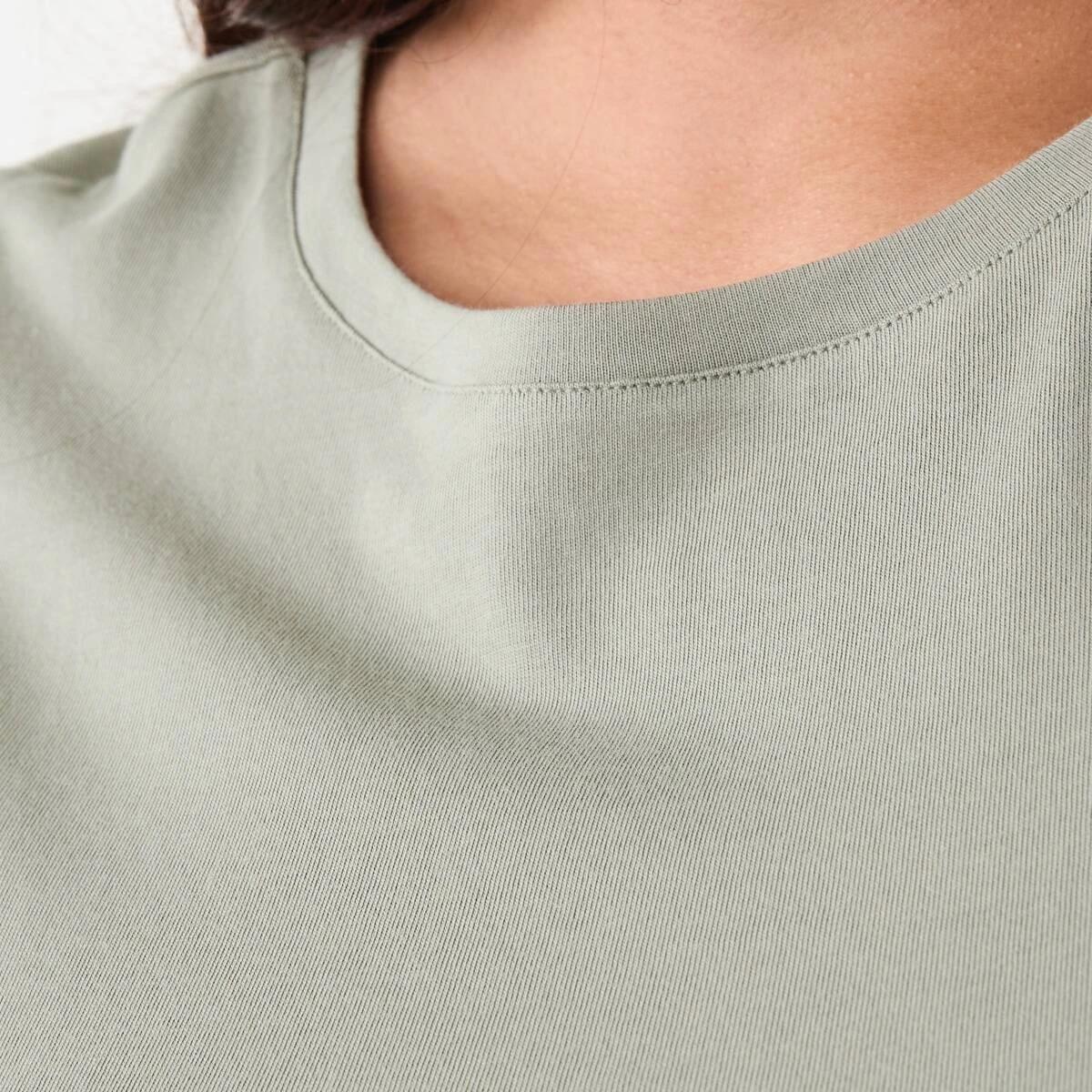 6 Curve Short Woven Sleeve Knit Top Soft Khaki, 6 of 6
