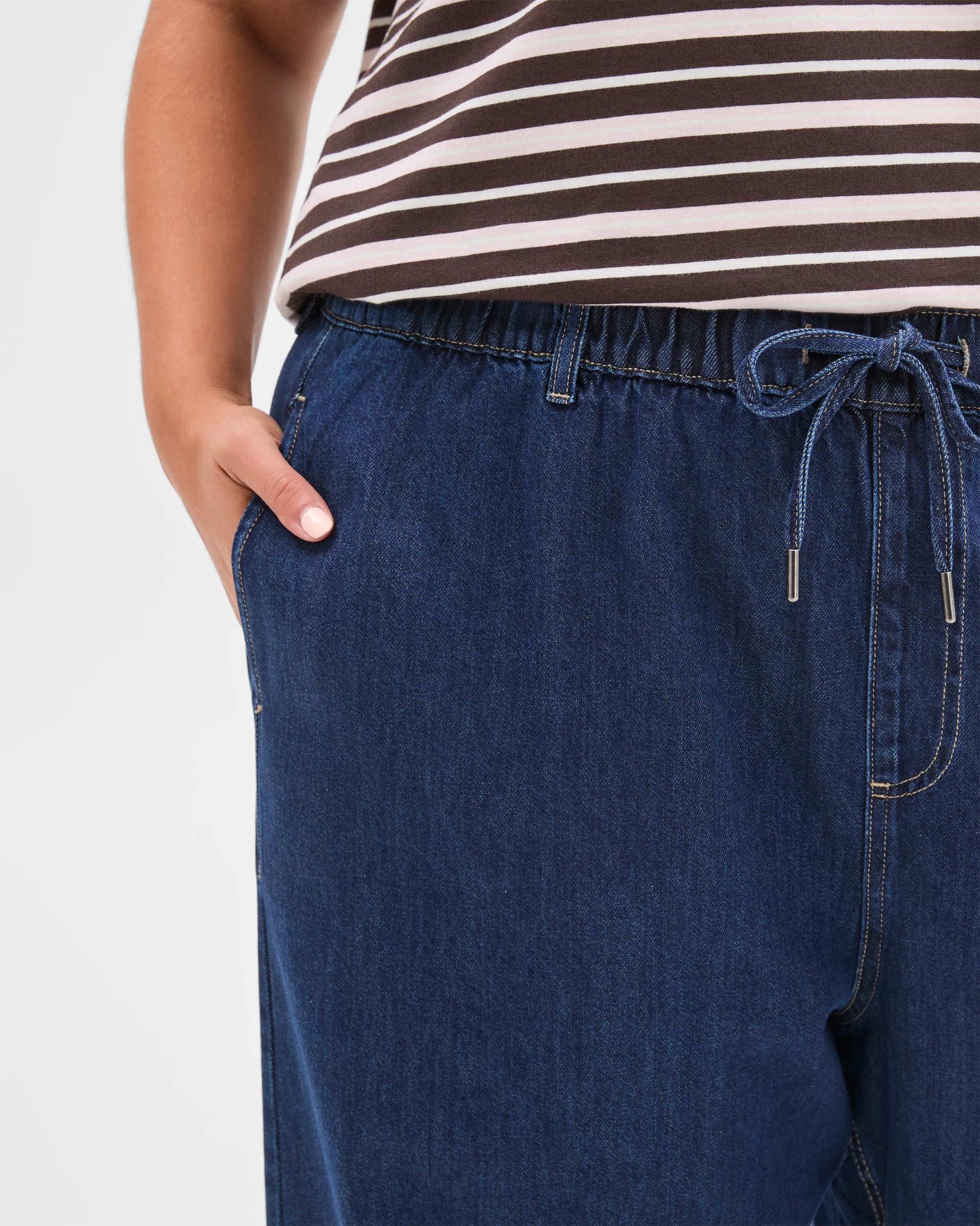 5 Target Curve Plus Size Denim Elastic Waist Wide Leg Jeans SAPPHIRE, 5 of 6