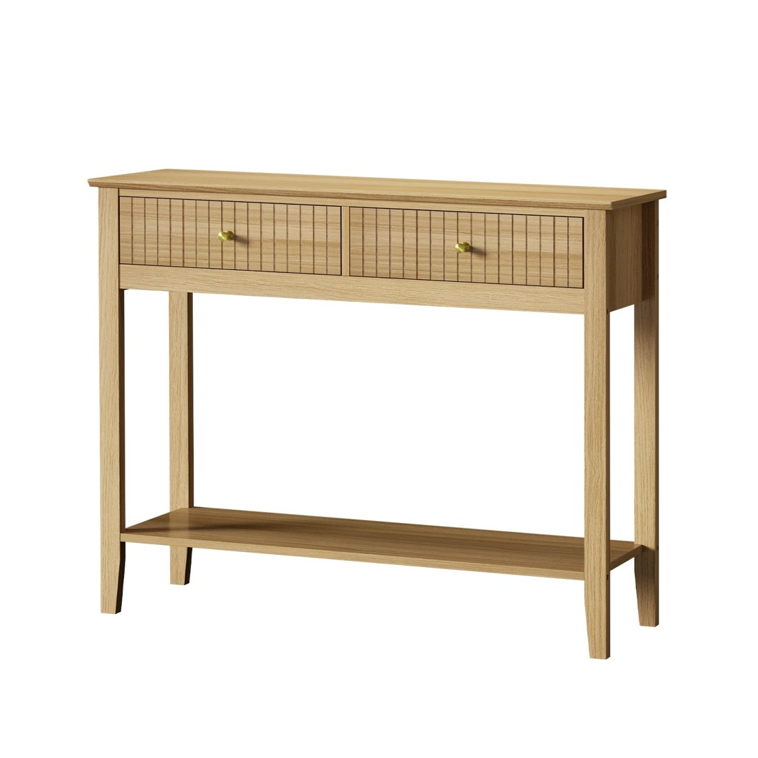 1 Oikiture 100cm Console Table Hallway Table With 2 Storage Drawer Entry Desk
 - Natural, 1 of 10