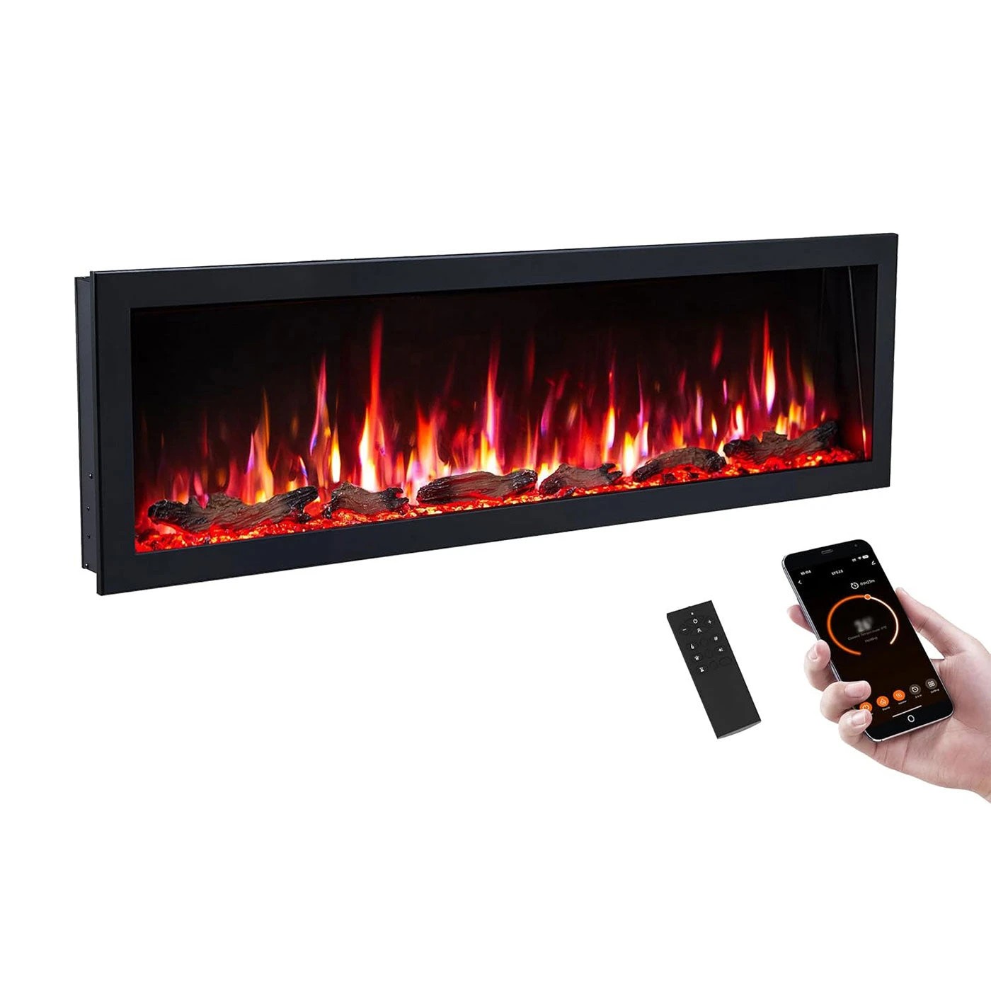 4 Moda Living Aria 60 inch Electric Fireplace - Black, 4 of 7