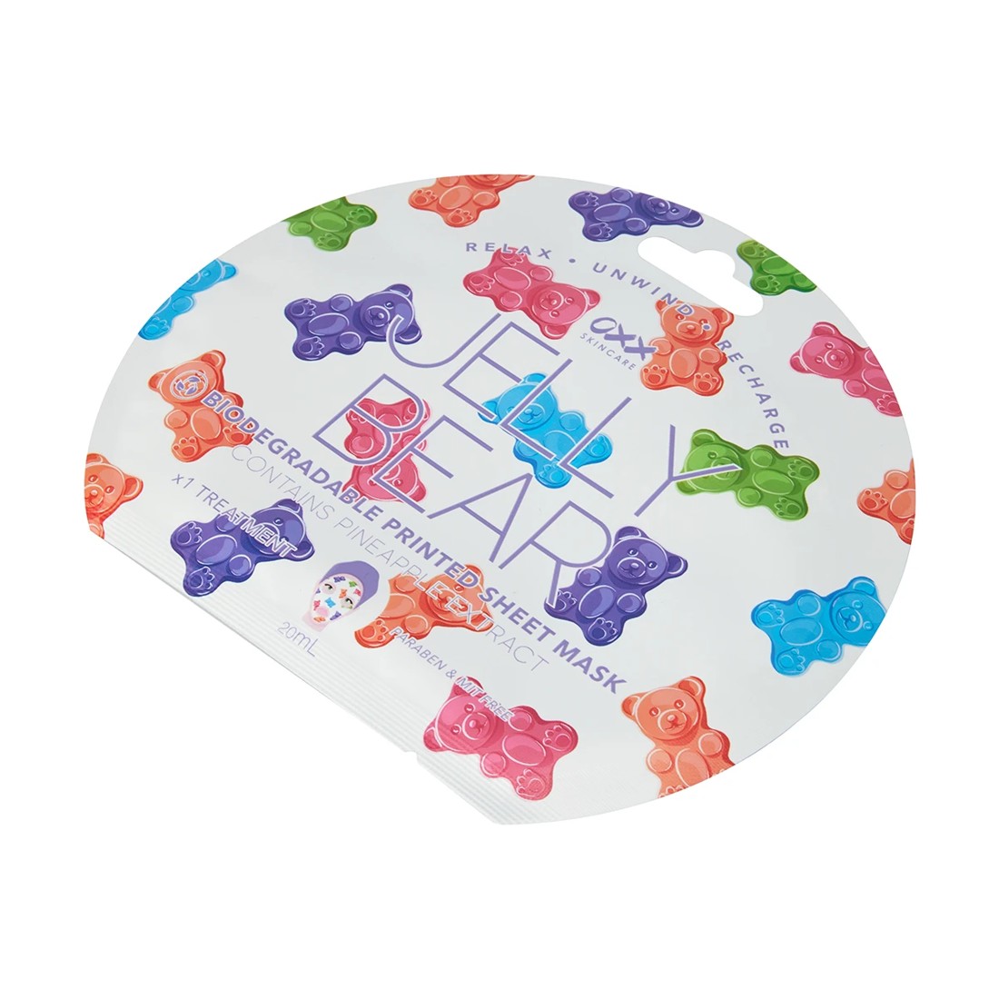 2 OXX Skincare Jelly Bear Printed Sheet Mask 20ml - Pineapple Extract, 2 of 3